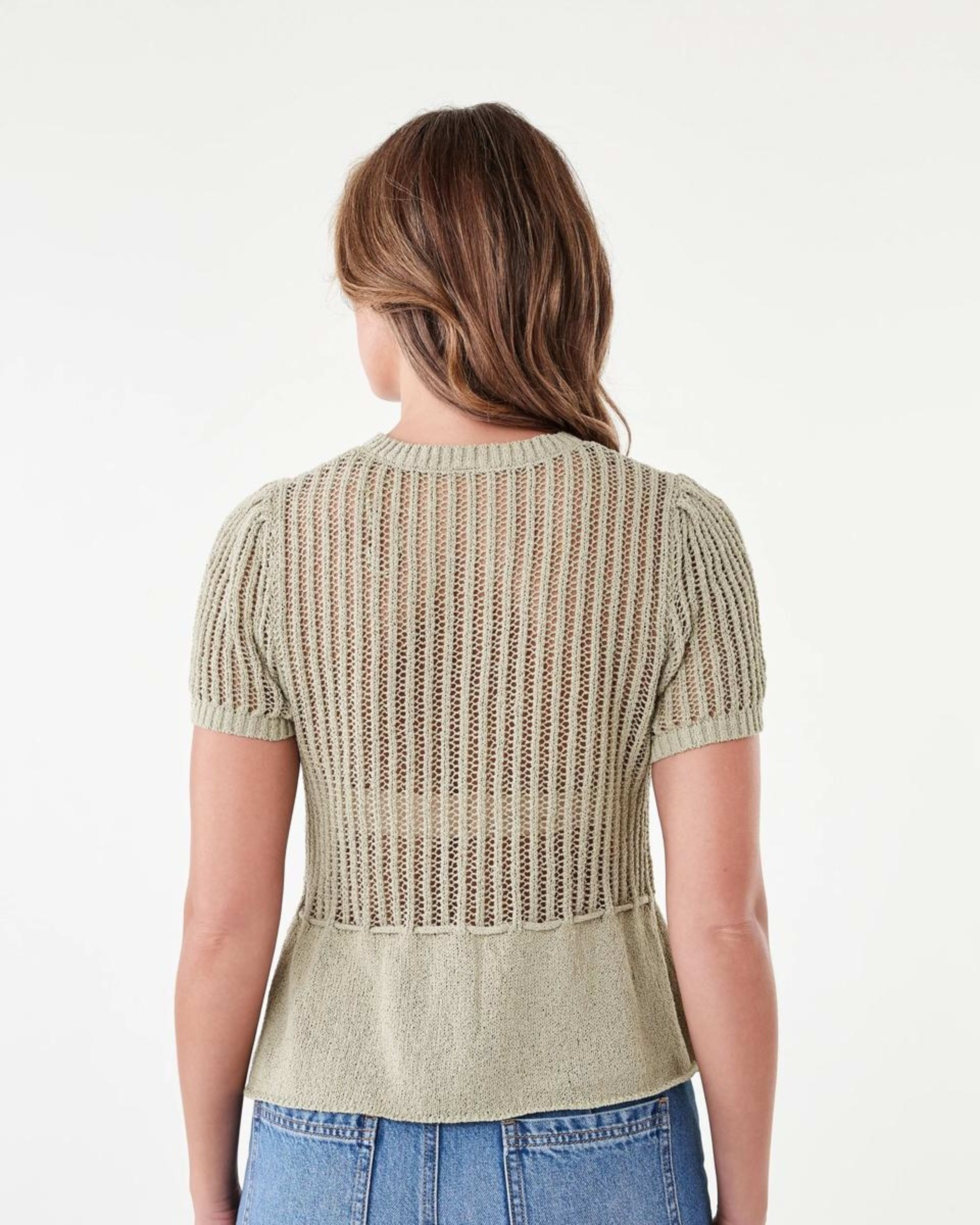 3 Short Sleeve Waist Tie Top Elm Green, 3 of 7