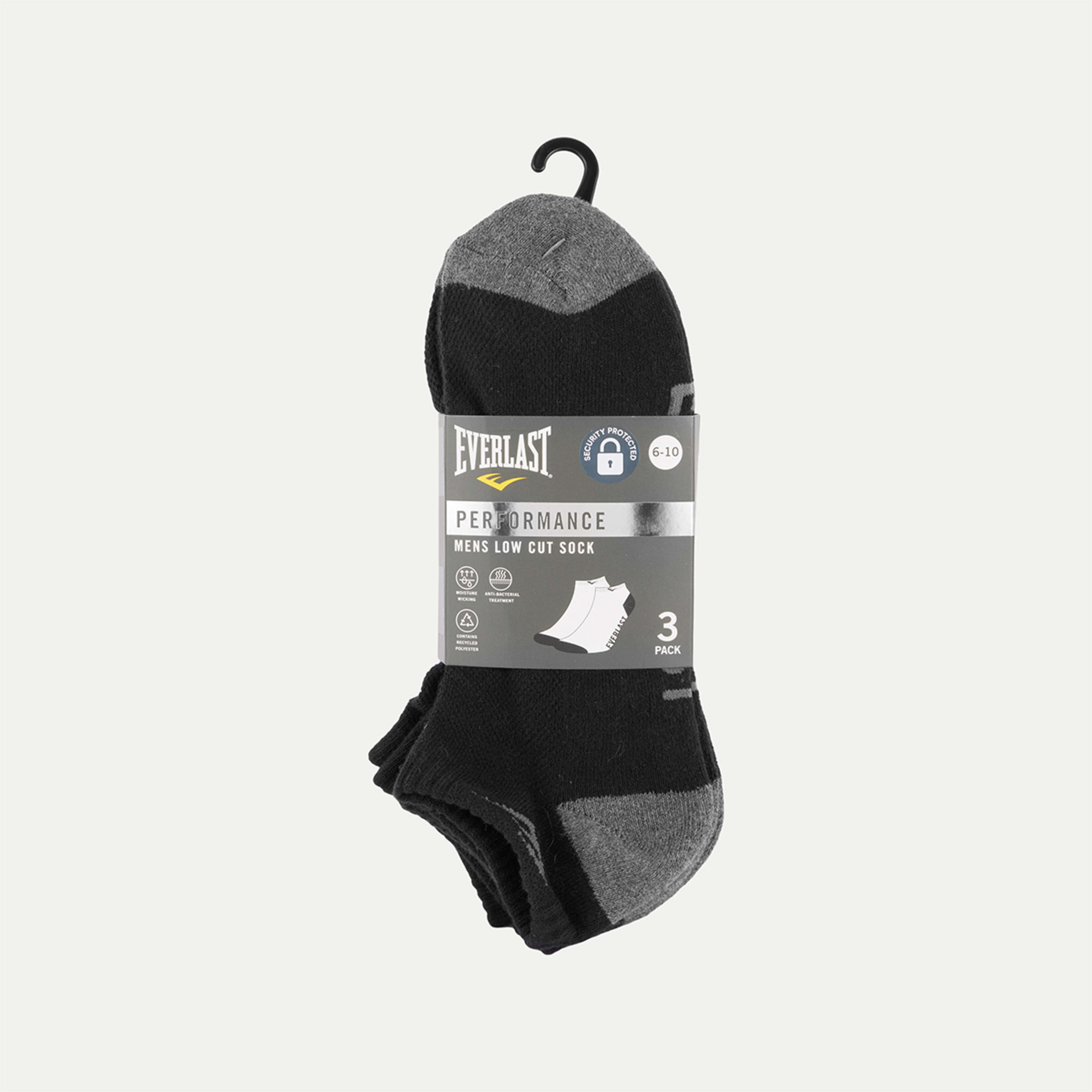 3 3 Pack Everlast Mens Performance Low Cut Socks Everlast Jacquard Black, 3 of 3
