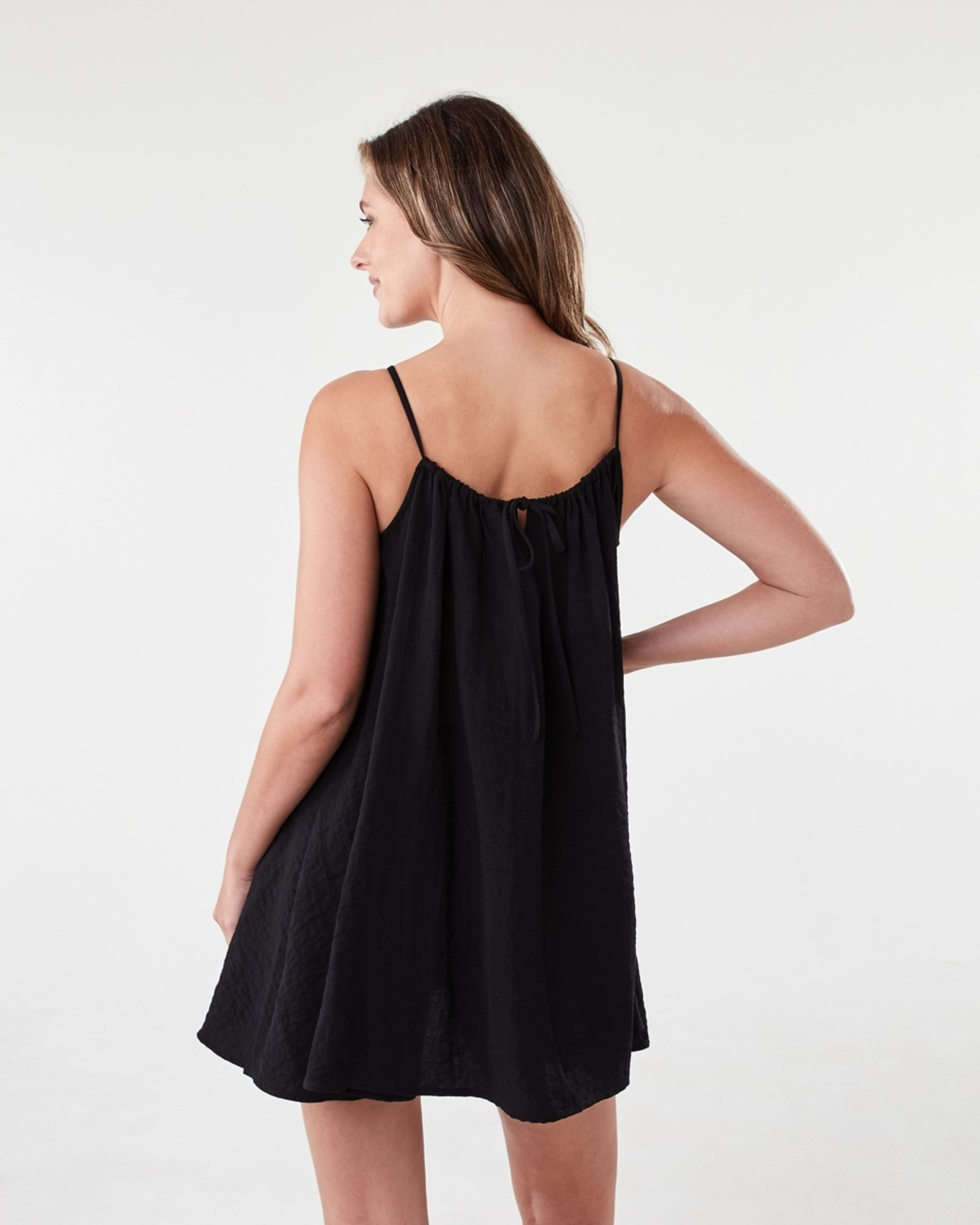 3 Sleeveless Textured Mini Dress Black, 3 of 8