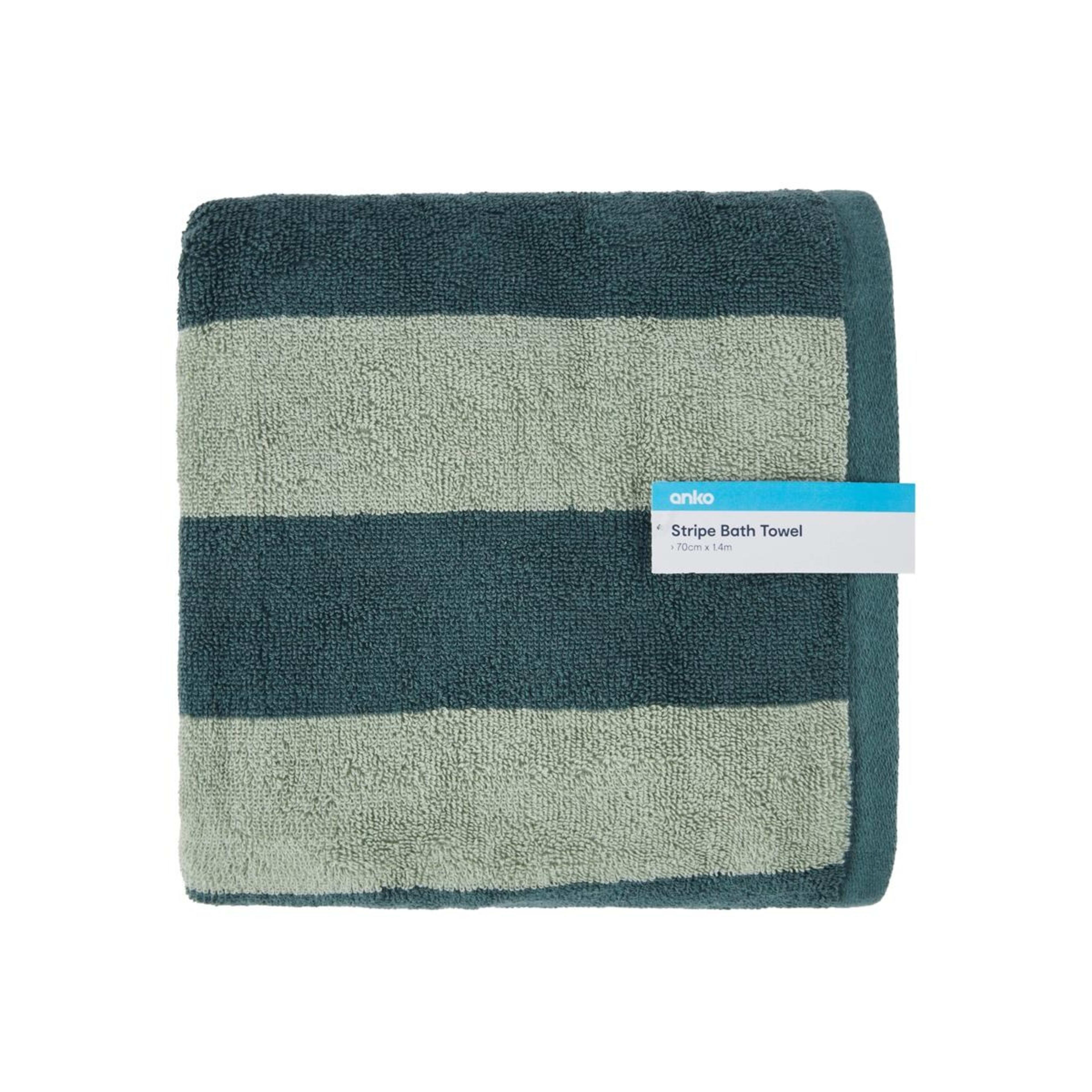 5 Stripe Cotton Bath Towel - Green, 5 of 5