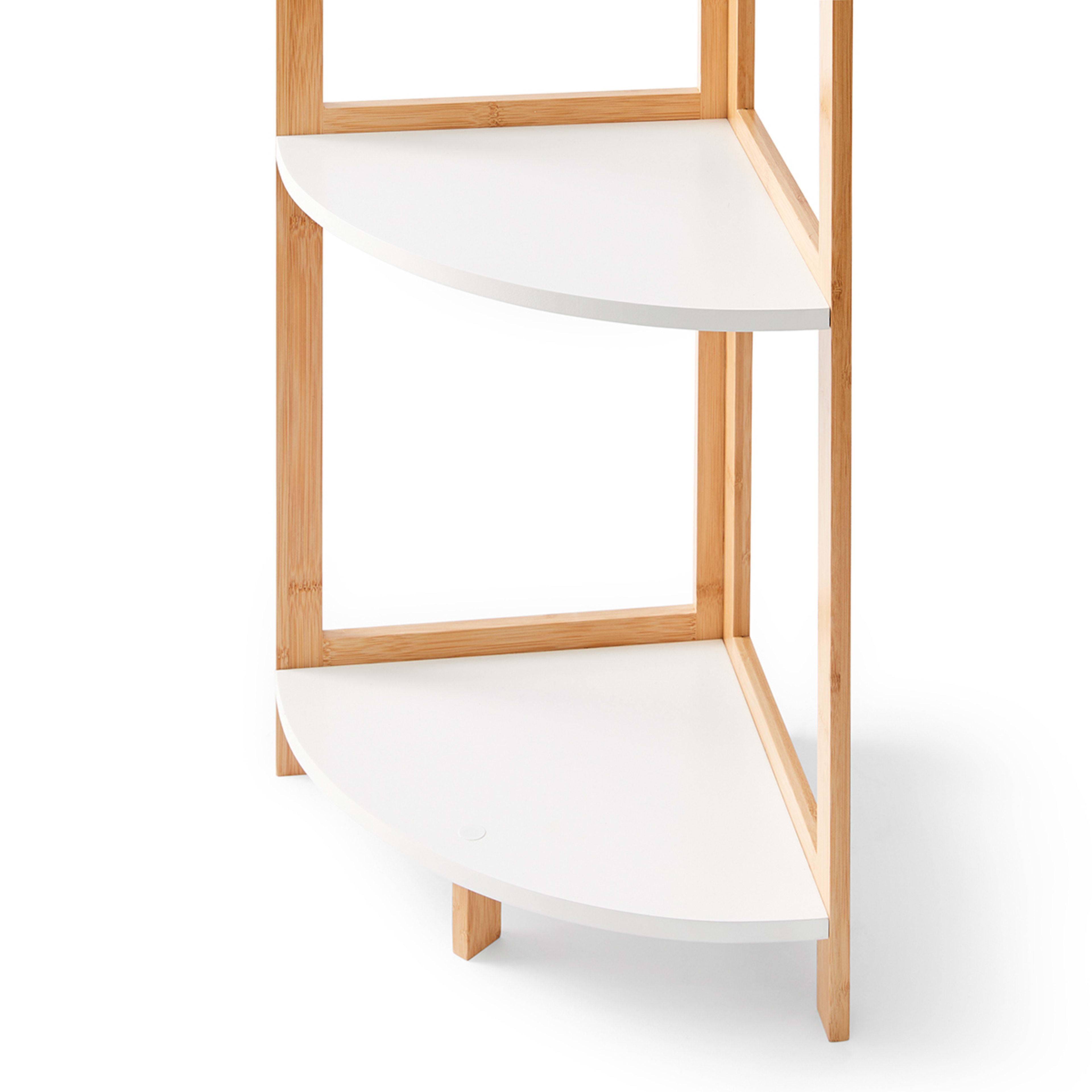 Bamboo and White 3 Tier Corner Shelf Kmart