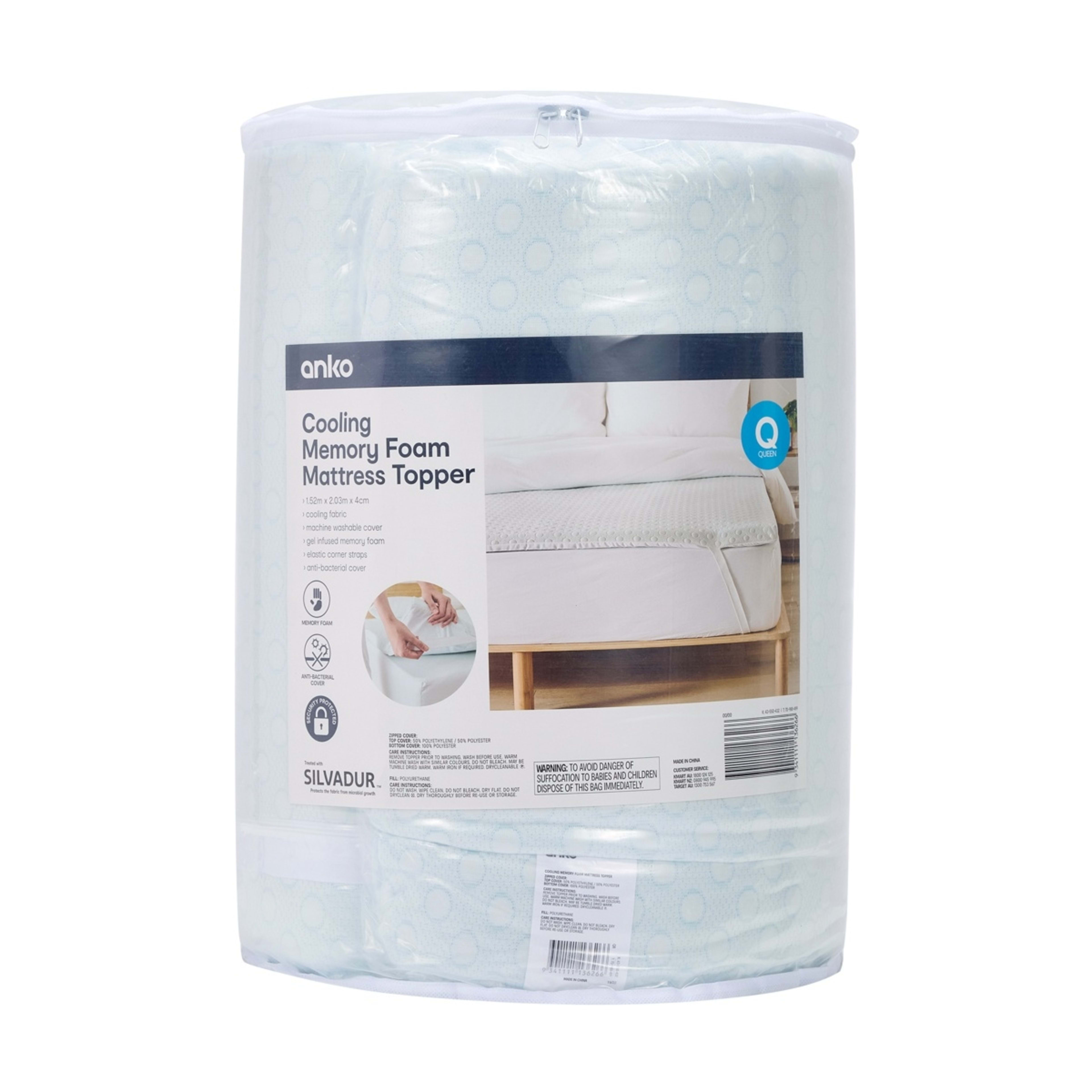 9 Cooling Memory Foam Mattress Topper - Queen Bed, White, 9 of 9