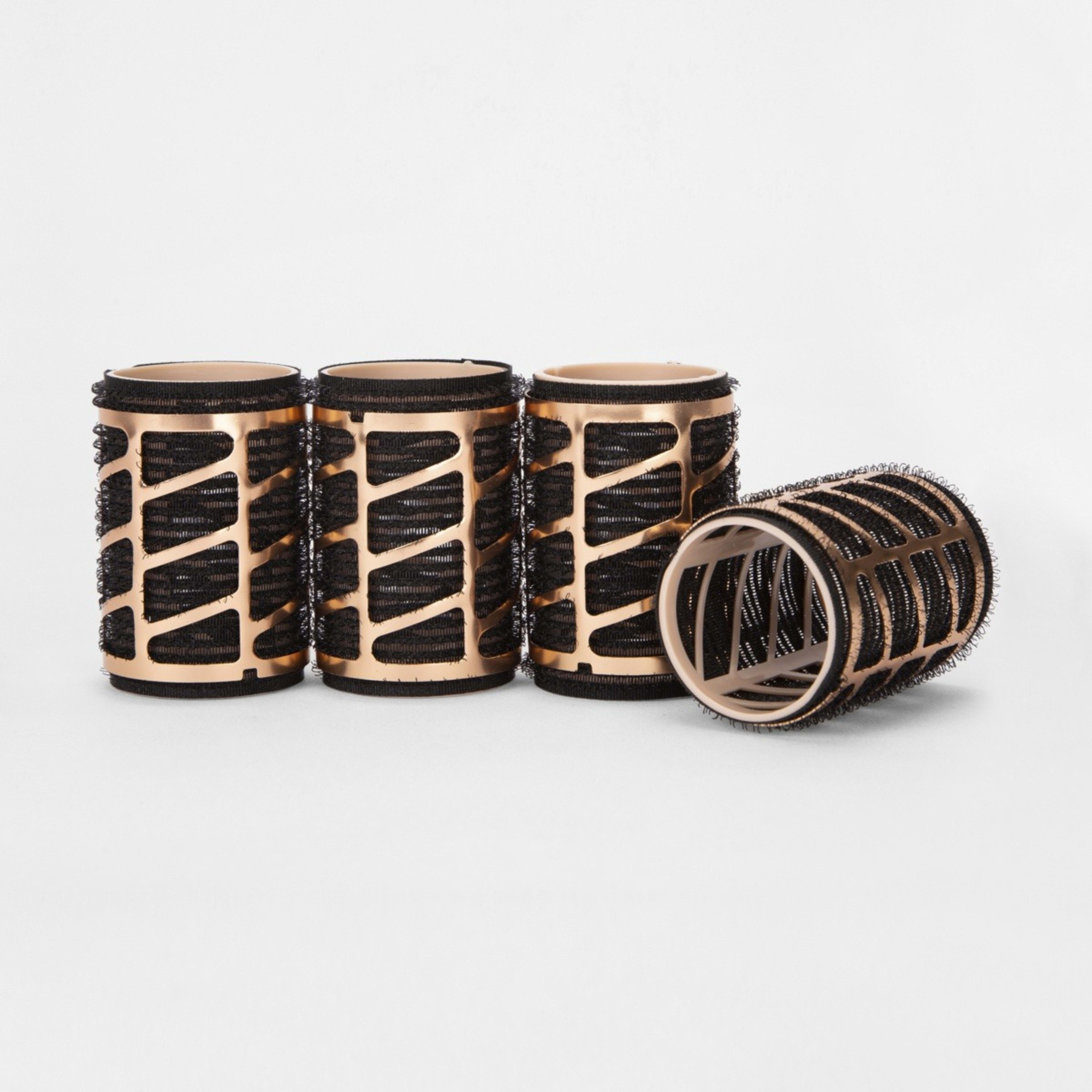 2 4 Pack Thermal Blow Dry Rollers - Medium, Black and Gold Look, 2 of 5