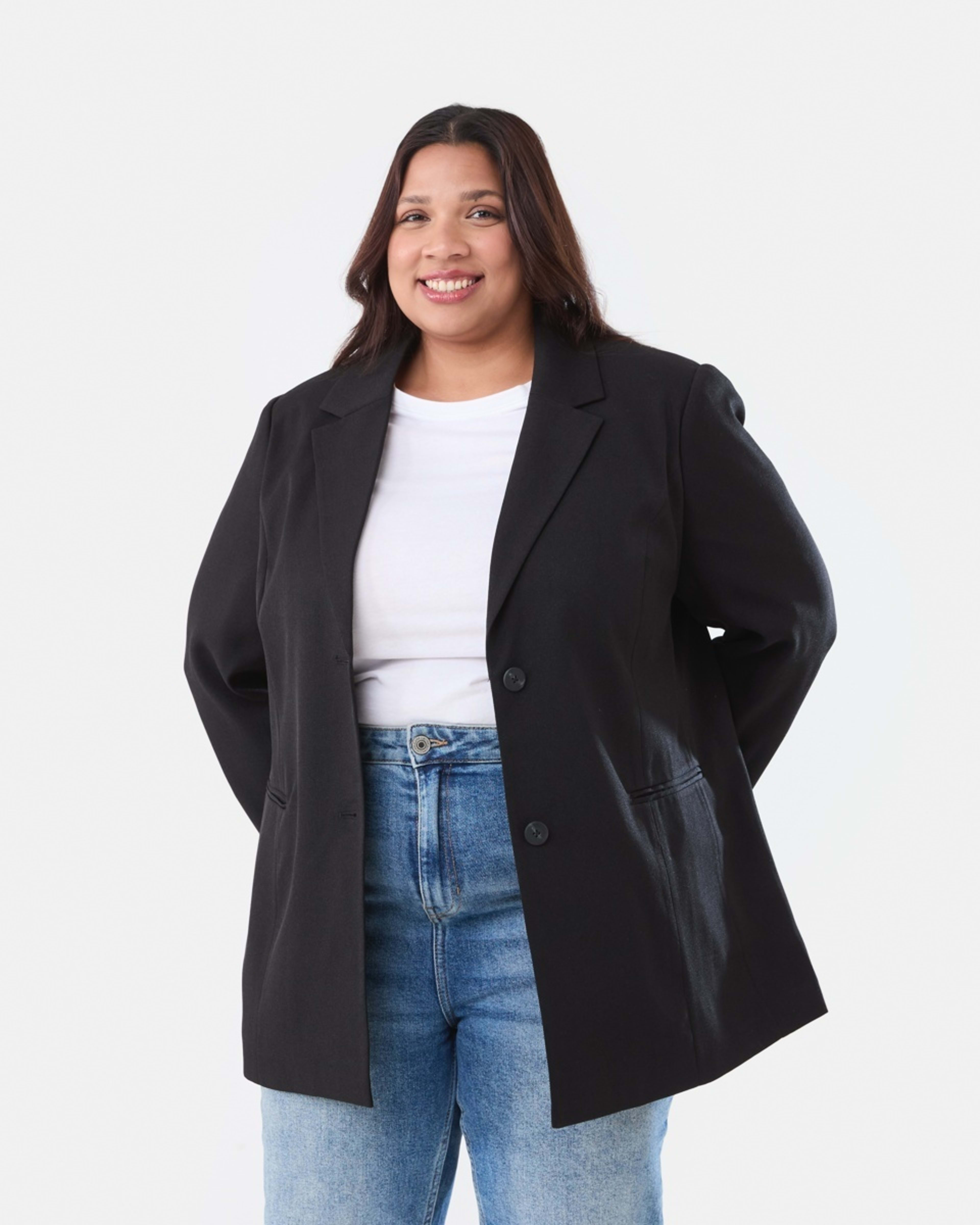 1 Curve Cuff Split Blazer BLACK