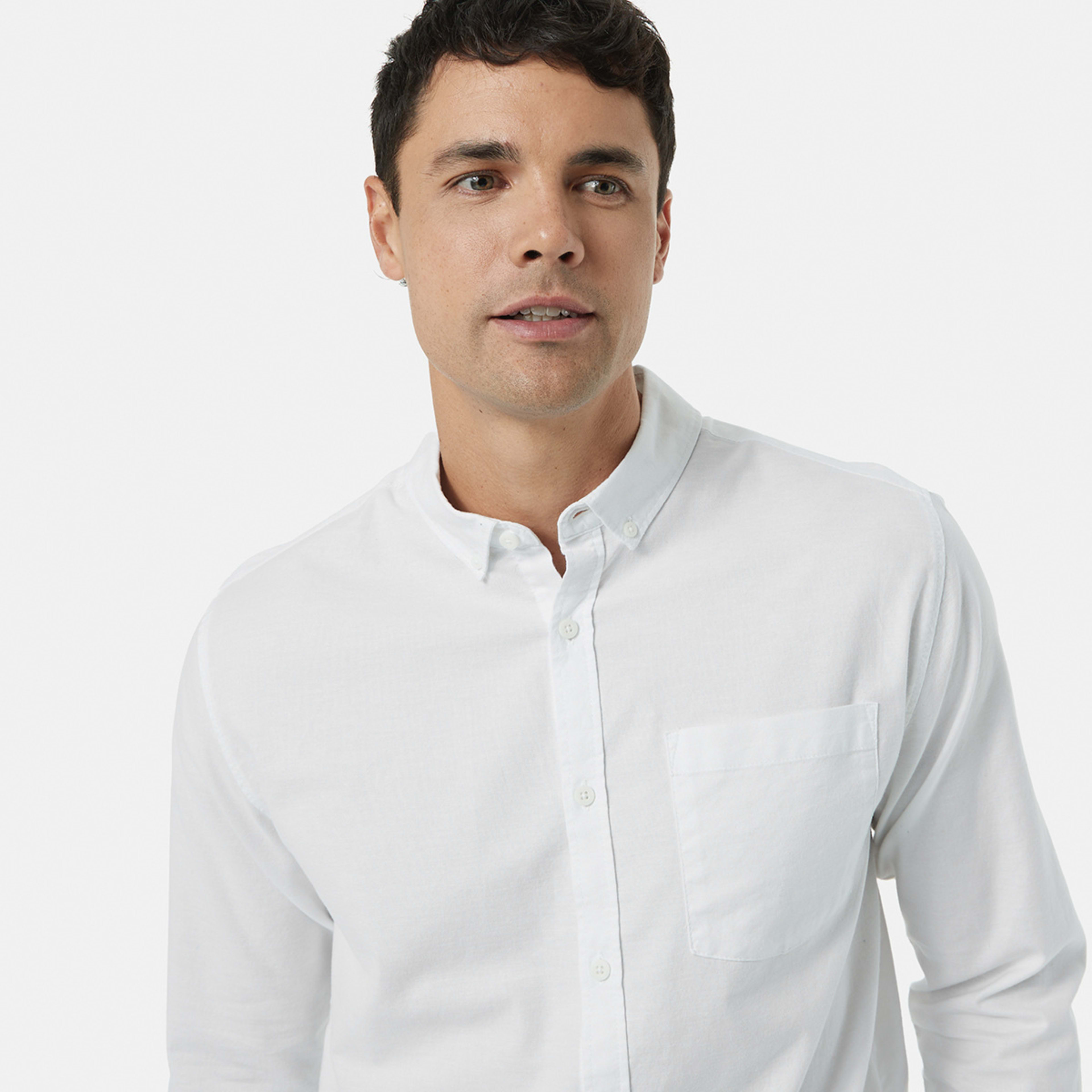 5 Long Sleeve Stretch Oxford Shirt White, 5 of 6