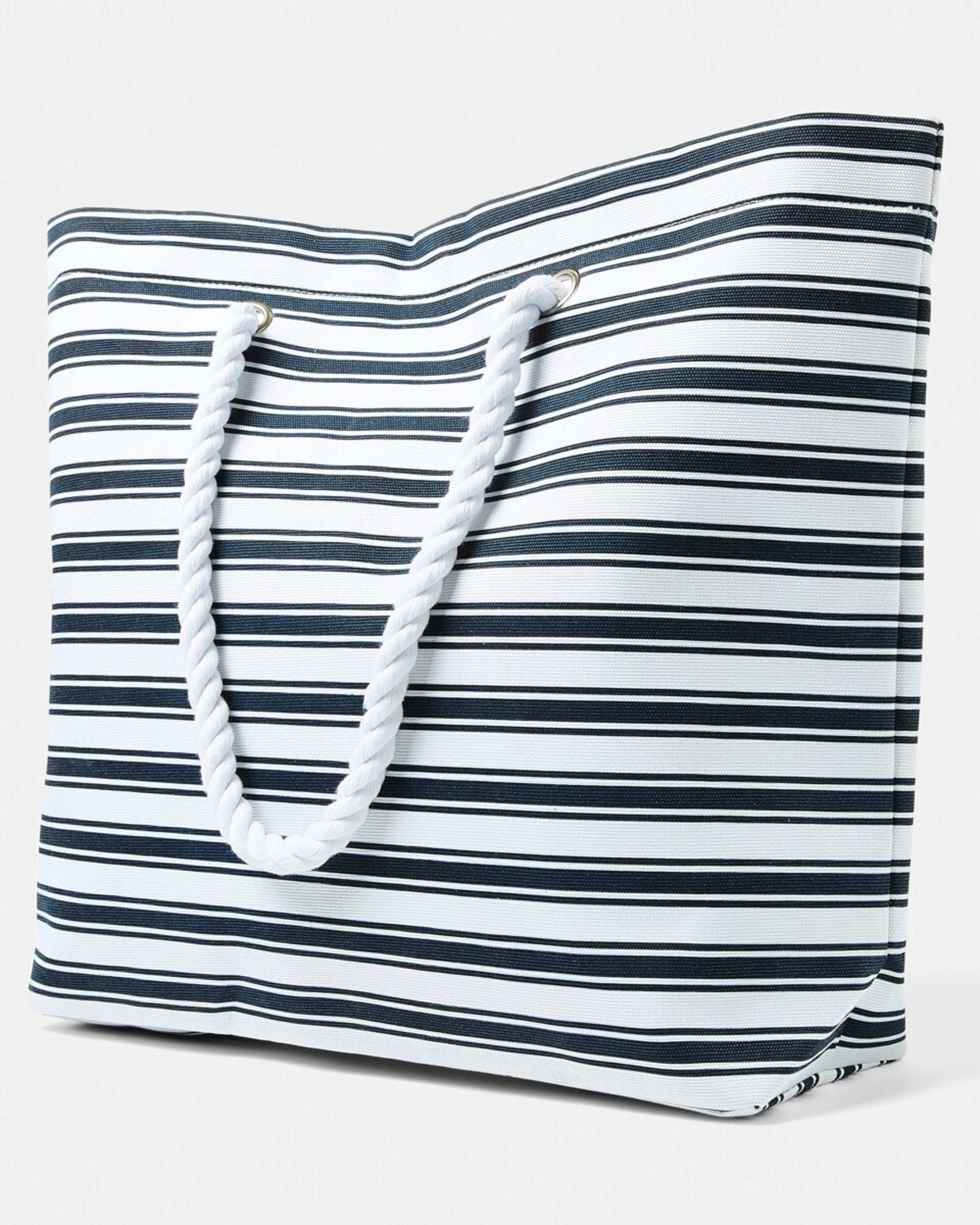 2 Rope Canvas Beach Bag NAVY STRIPE NAVY BLAZER, 2 of 5