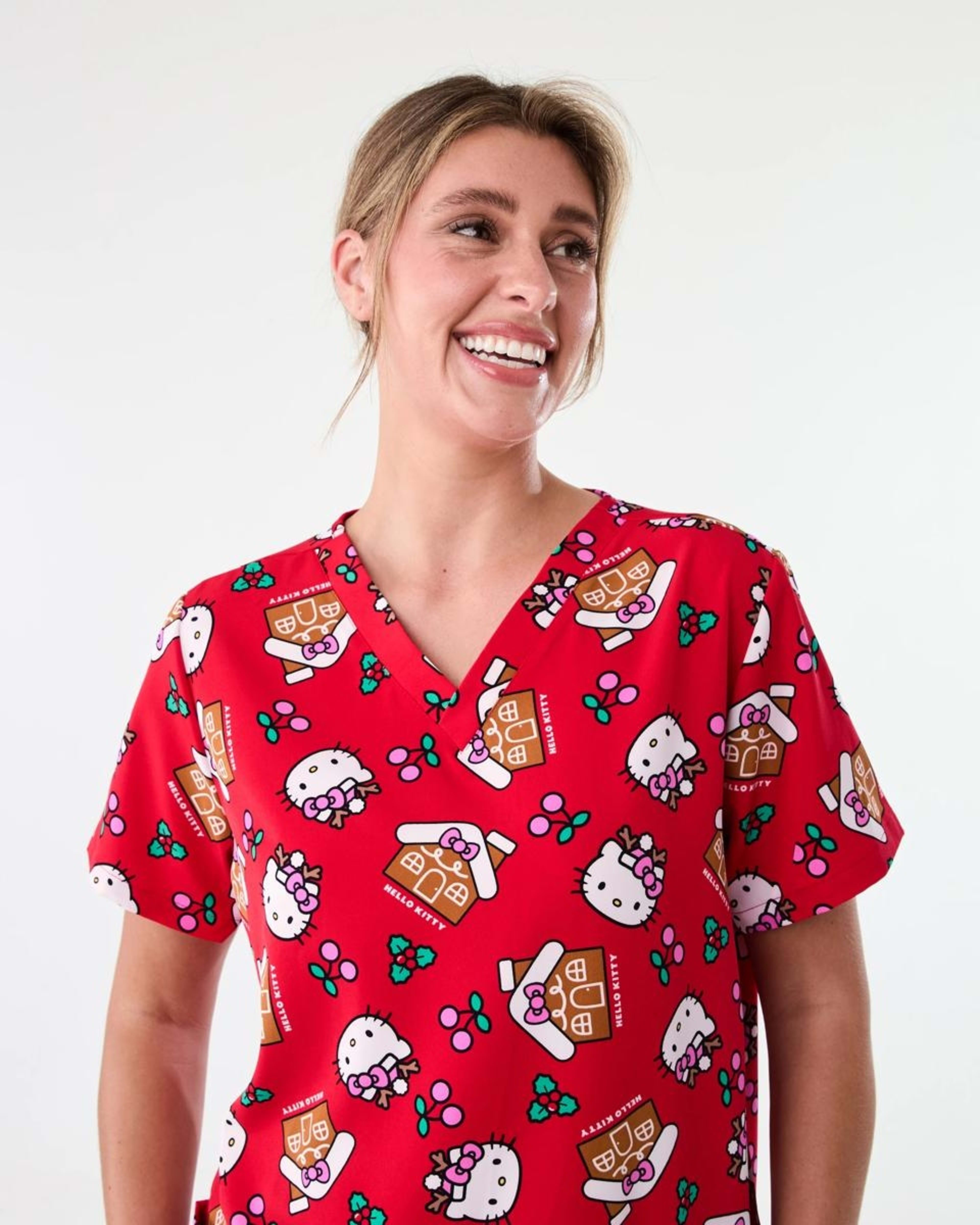 4 Workwear Hello Kitty License Christmas Scrub Top Hellokitty, 4 of 8