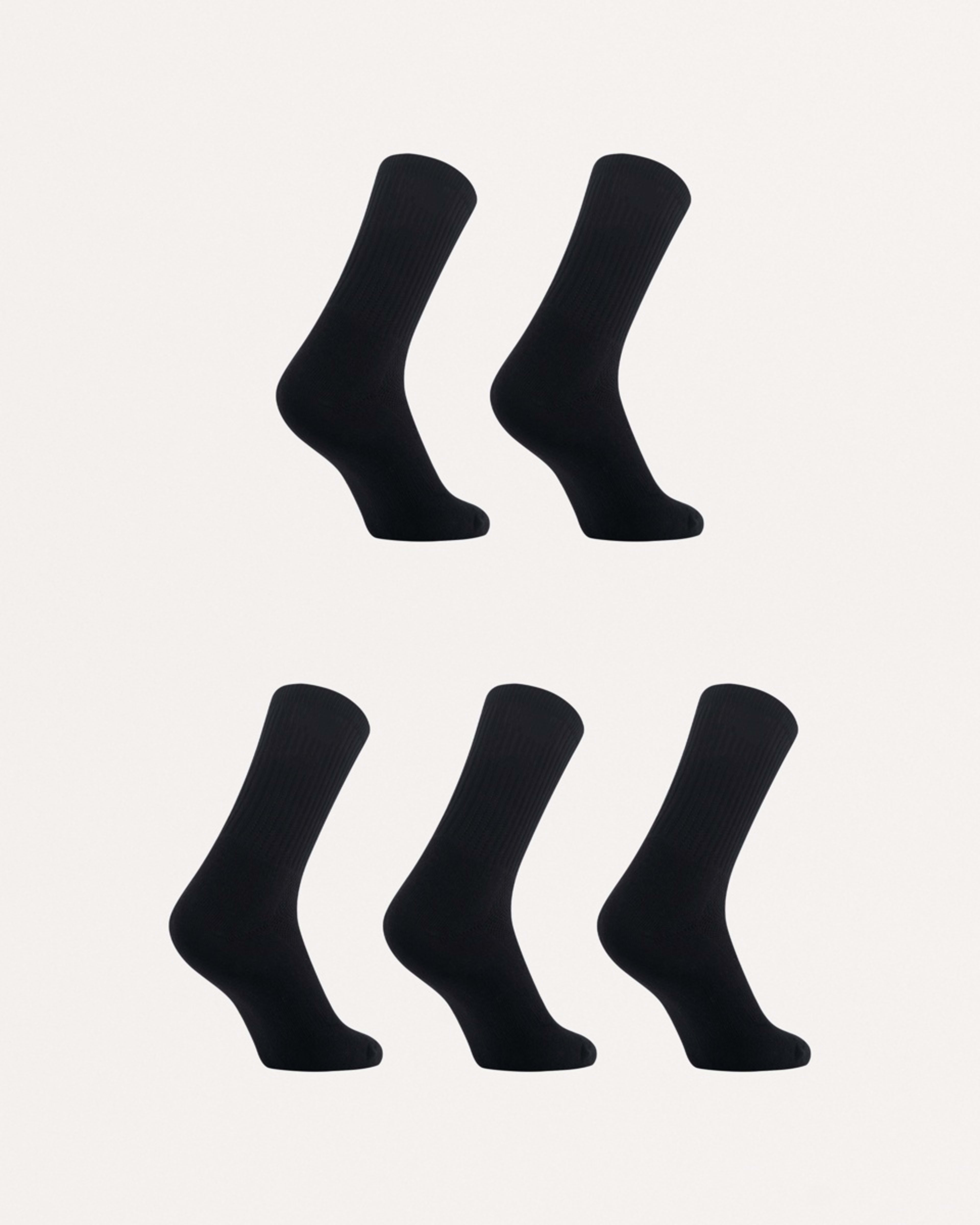 2 5 Pack Full Terry Crew Sports Socks BLACK, 2 of 3