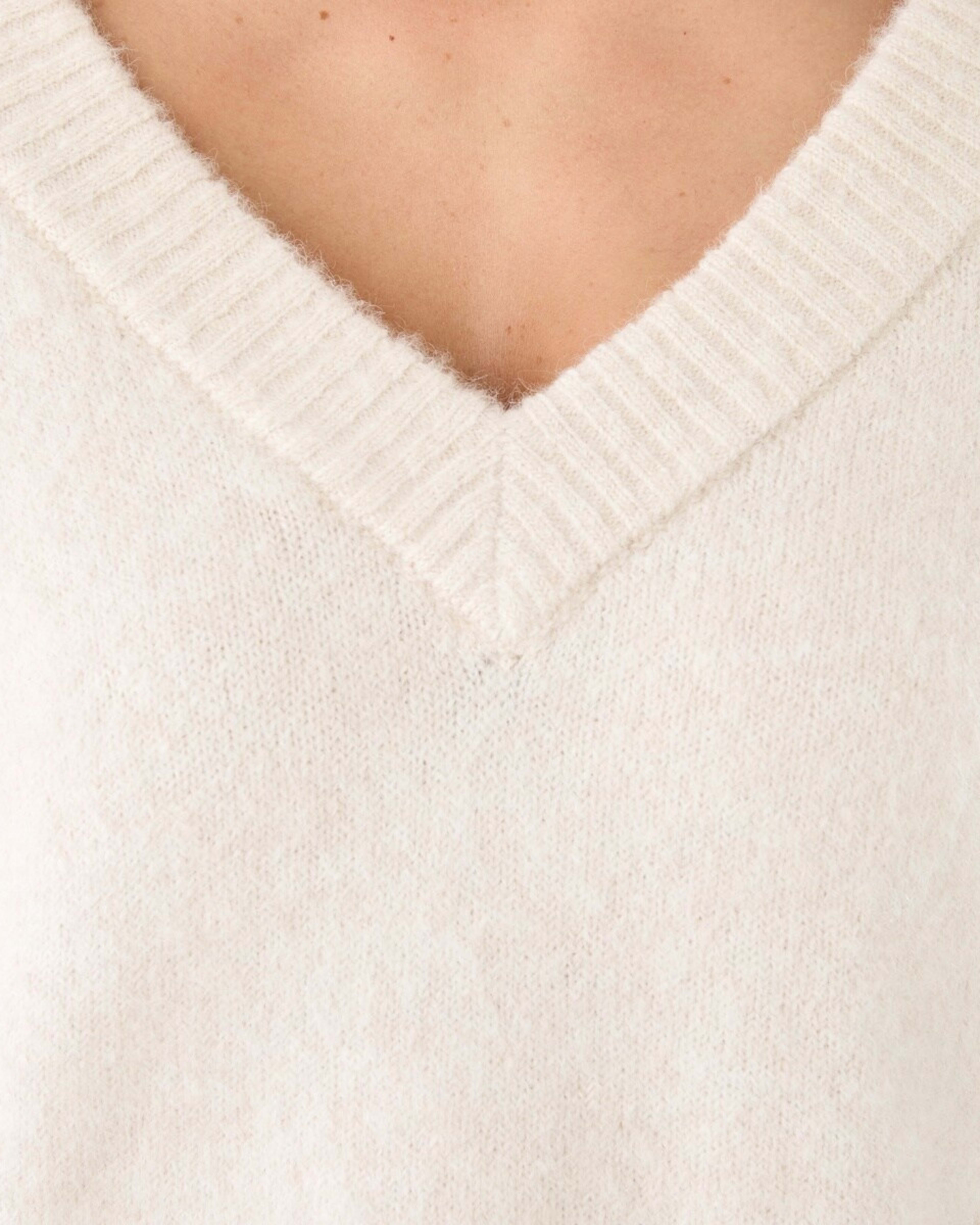 5 Fluffy V-Neck Jumper Beige Marl, 5 of 7