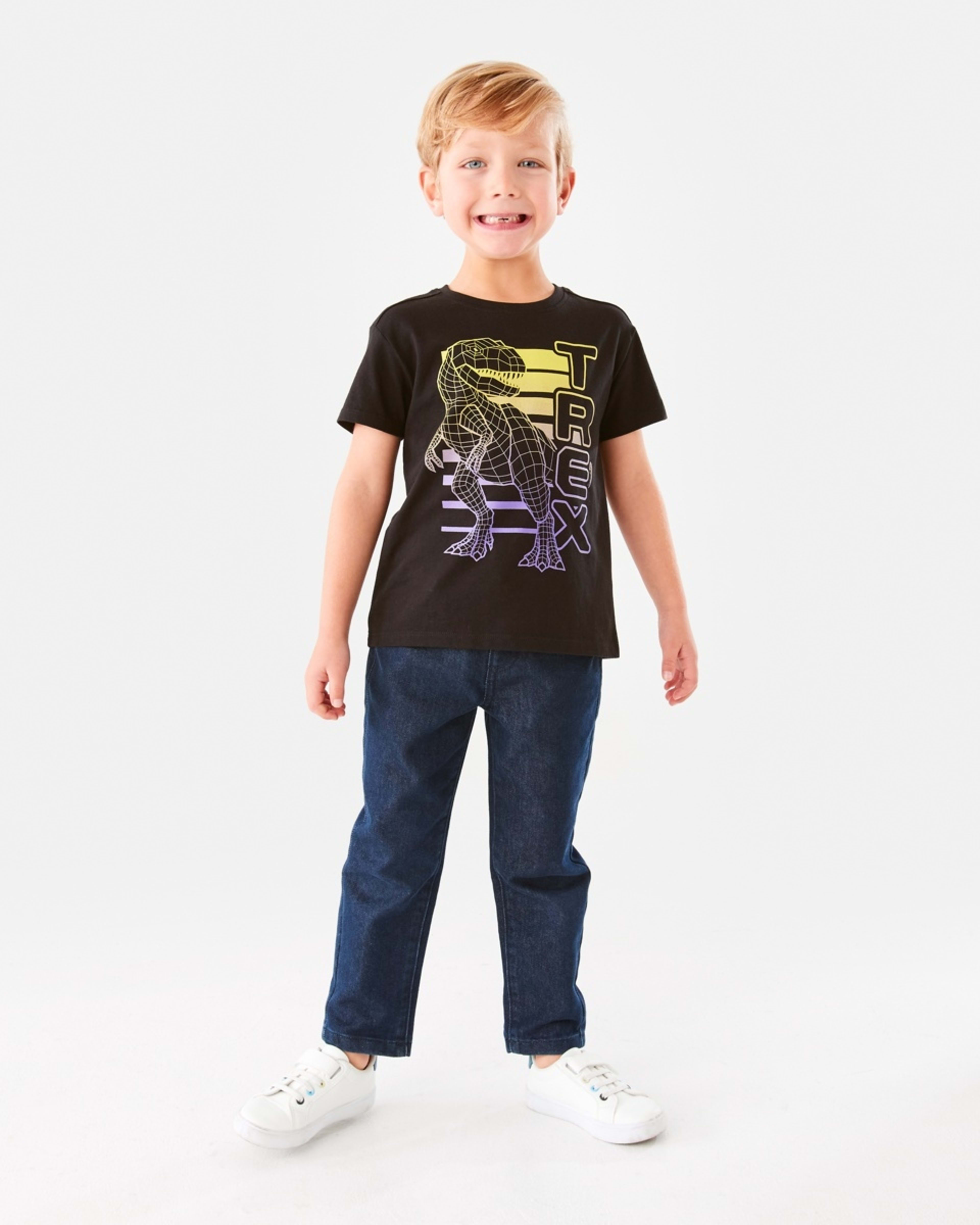 5 Chest Print T-shirt Black Dino, 5 of 8