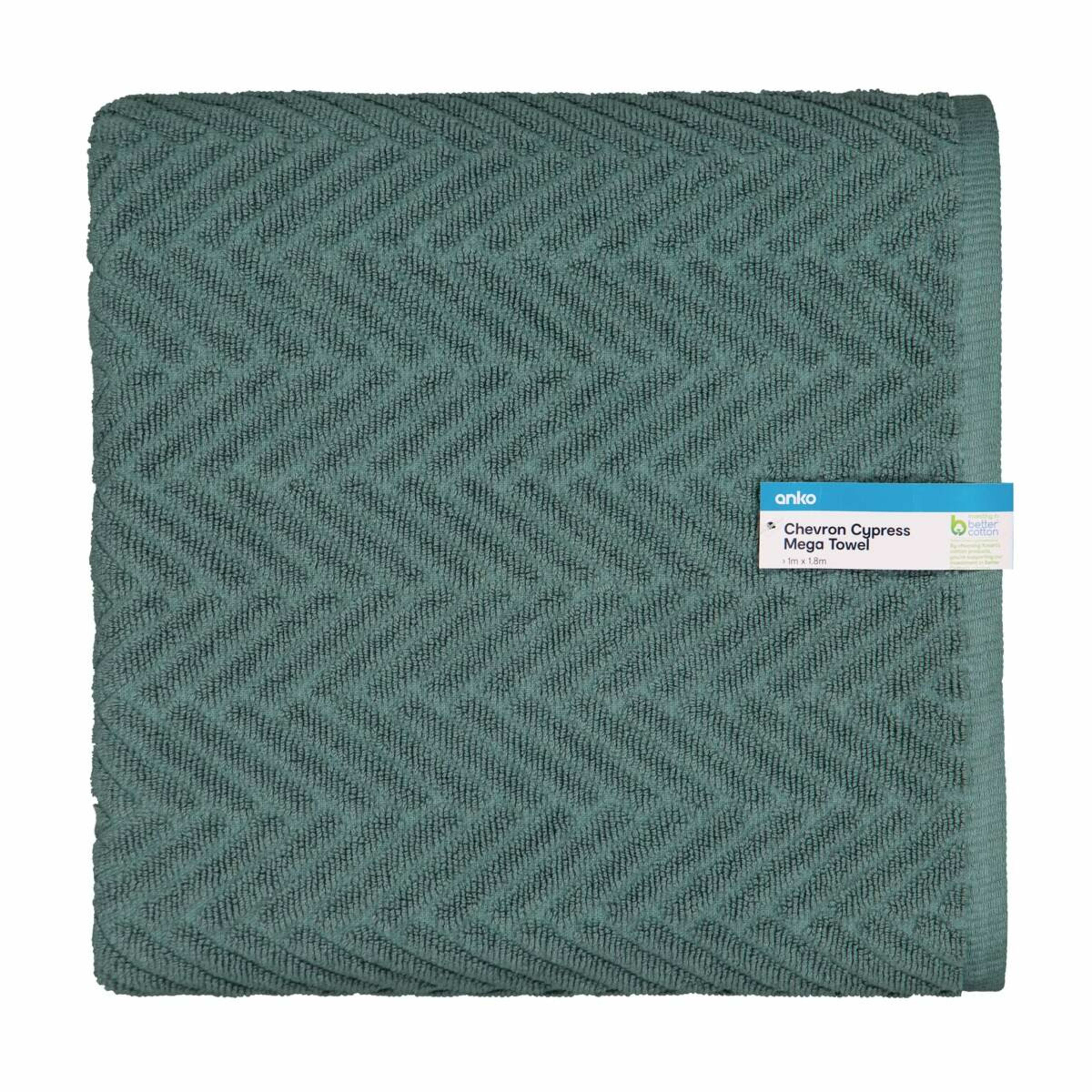 5 Cotton Chevron Mega Towel - Cypress, 5 of 6