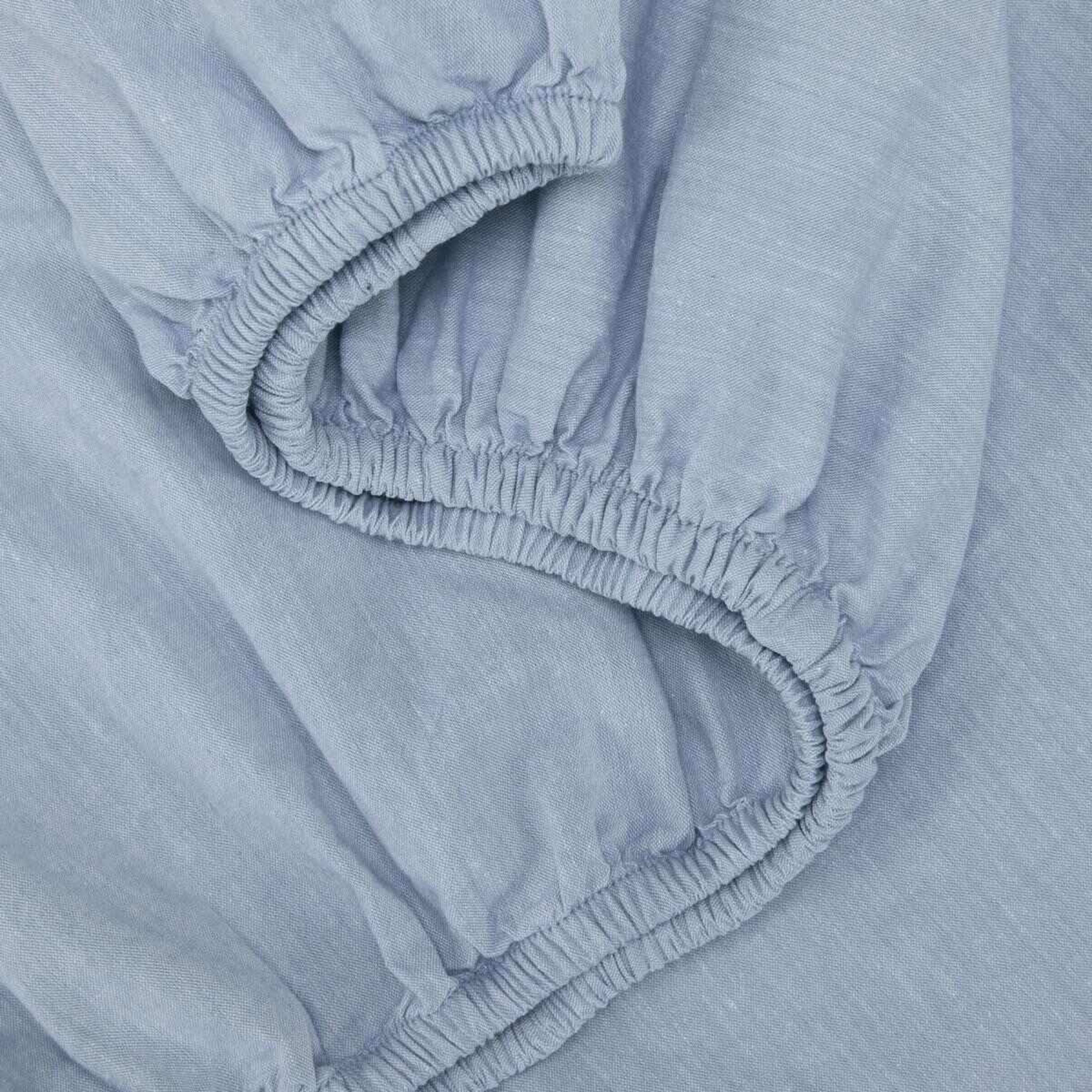 3 Stonewashed Chambray Cotton Sheet Set - Queen Bed, Denim, 3 of 7