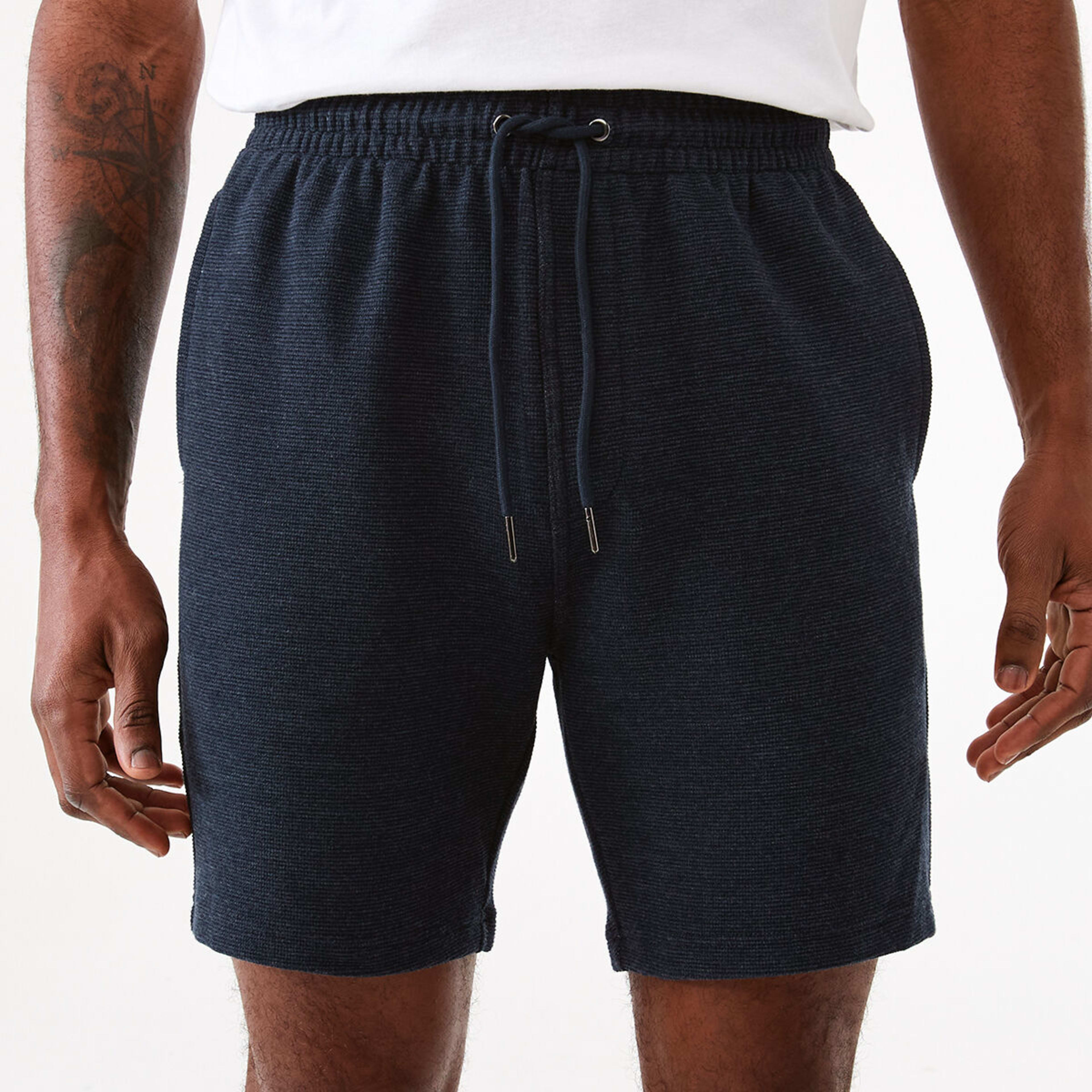 1 Textured Fleece Shorts Blu Marle, 1 of 6