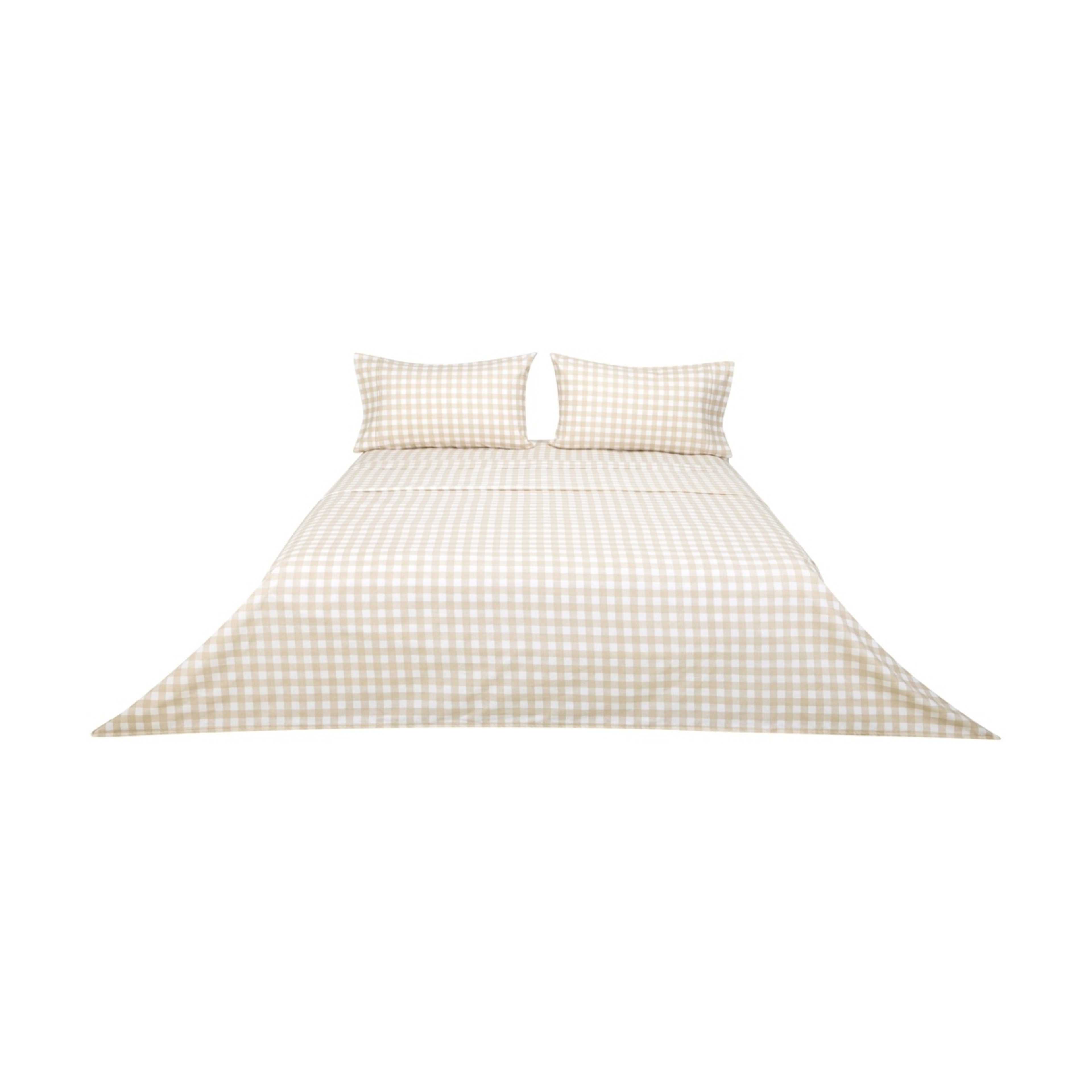 6 Gingham Cotton Flannelette Sheet Set - Queen Bed, Tan, 6 of 8