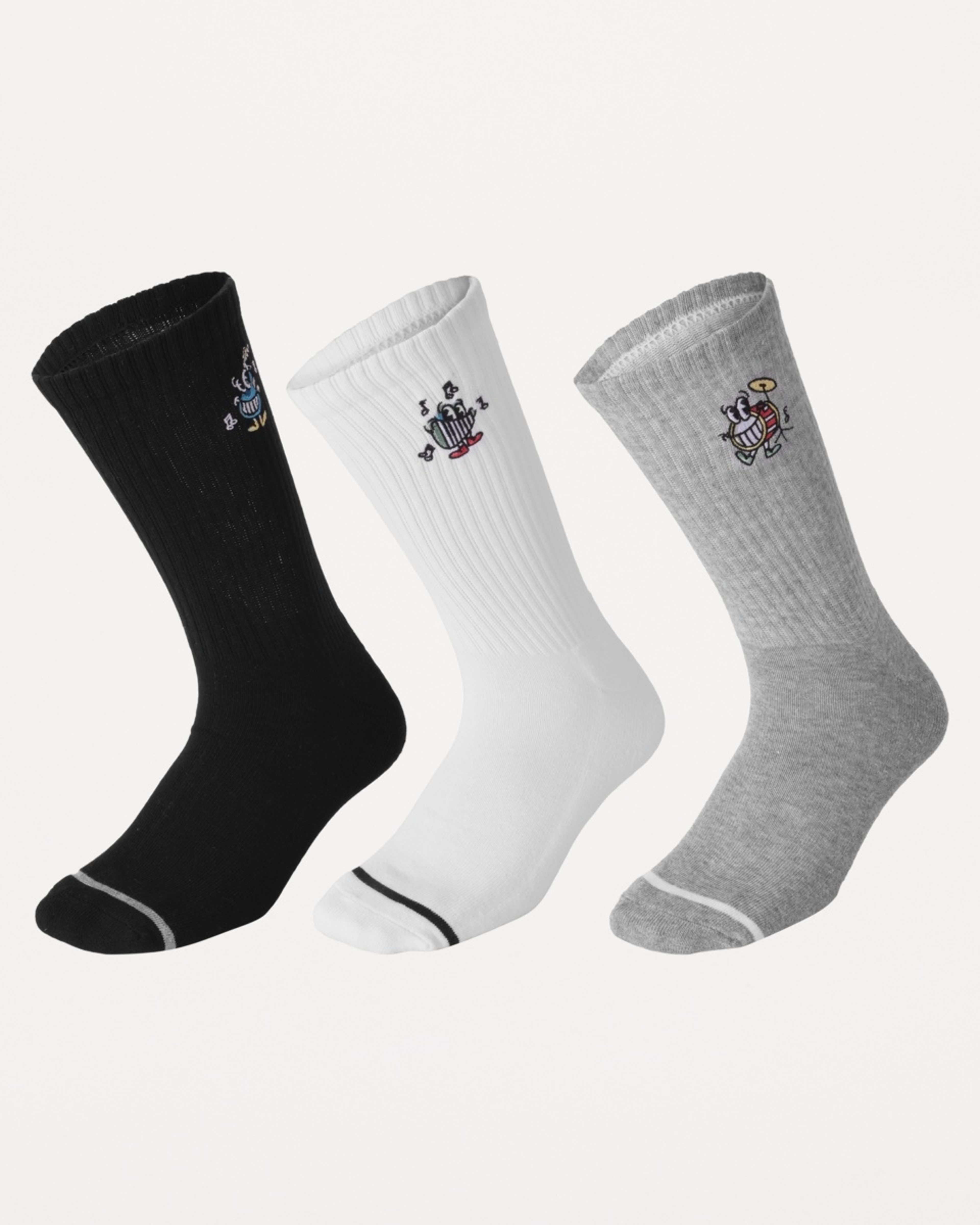 1 3 Pack Ribbed Crew Embroidered Socks Music Socks, 1 of 3