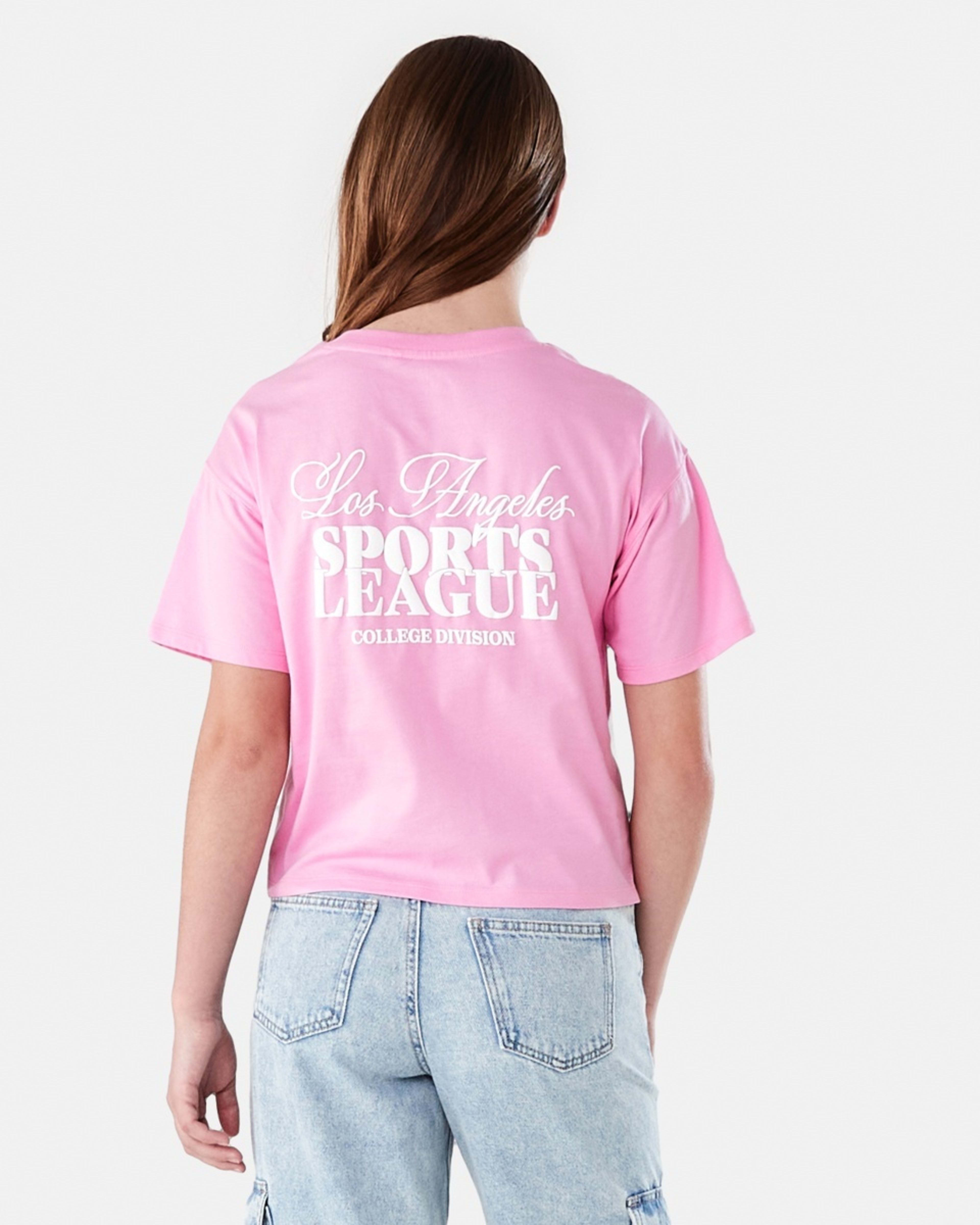 2 Short Sleeve Cropped Print T-shirt LA SPORTS LEAGUE VIOLET PINK, 2 of 8