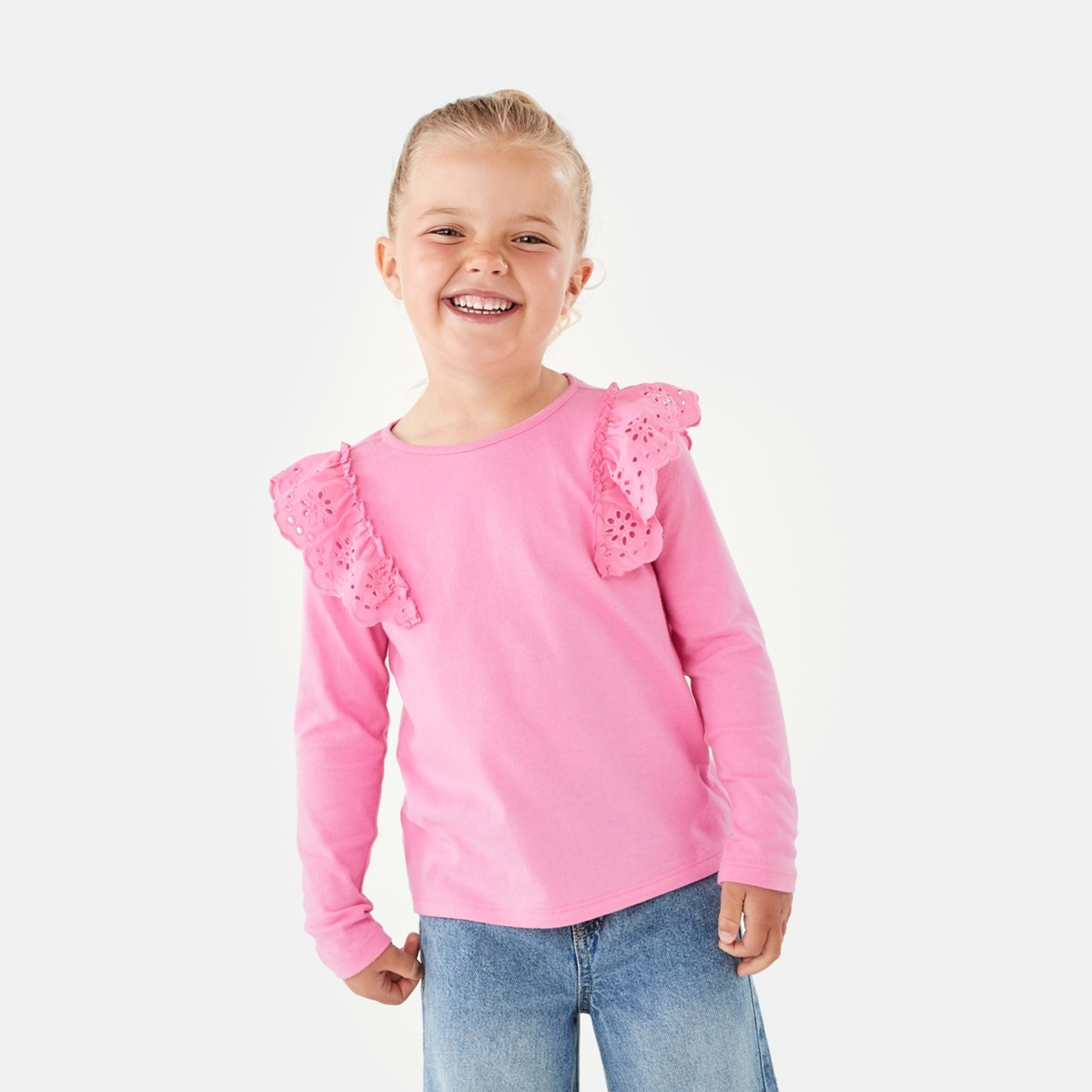 1 Broderie Trim Top Aurora Pink, 1 of 8