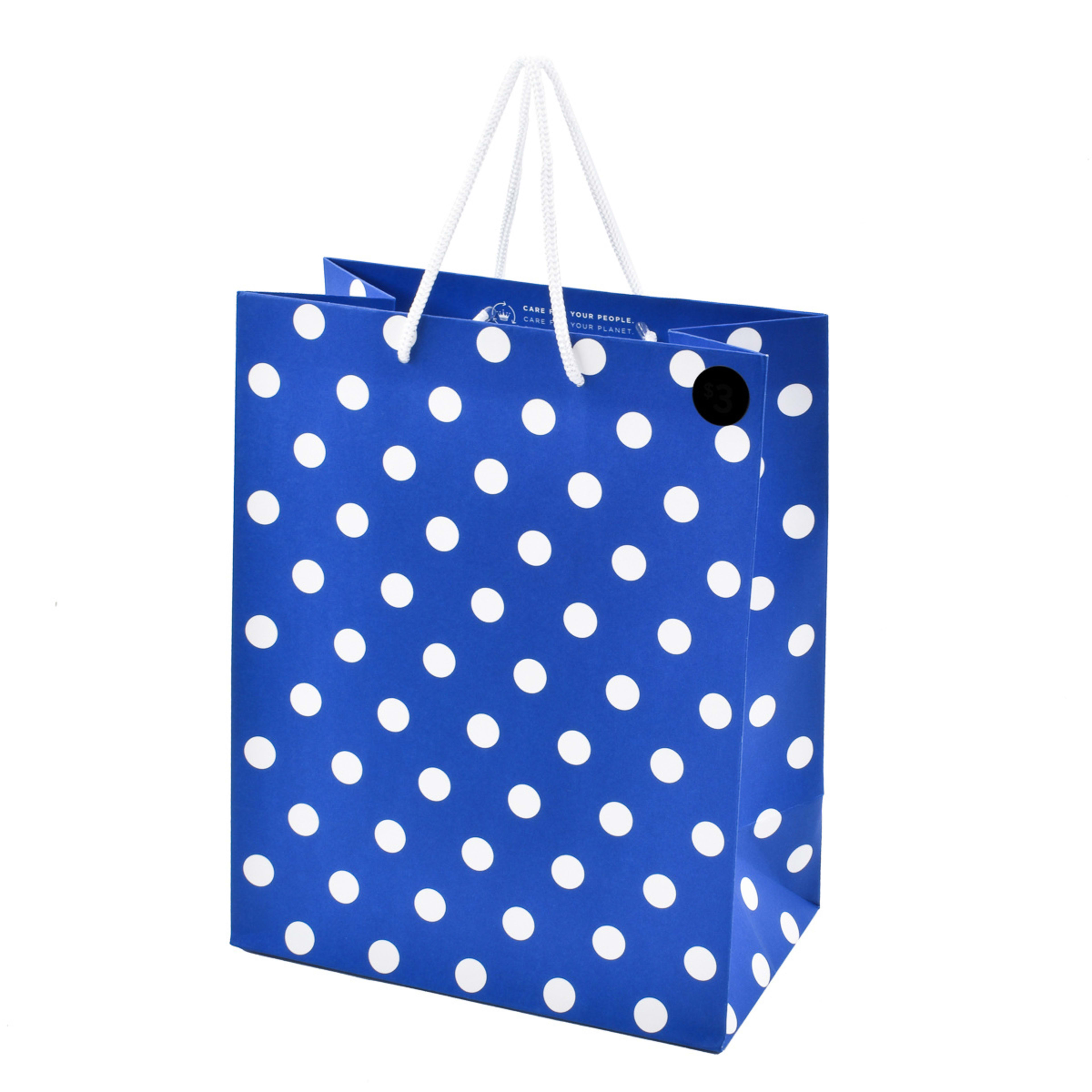 1 Hallmark Medium Gift Bag - Blue Polka Dots