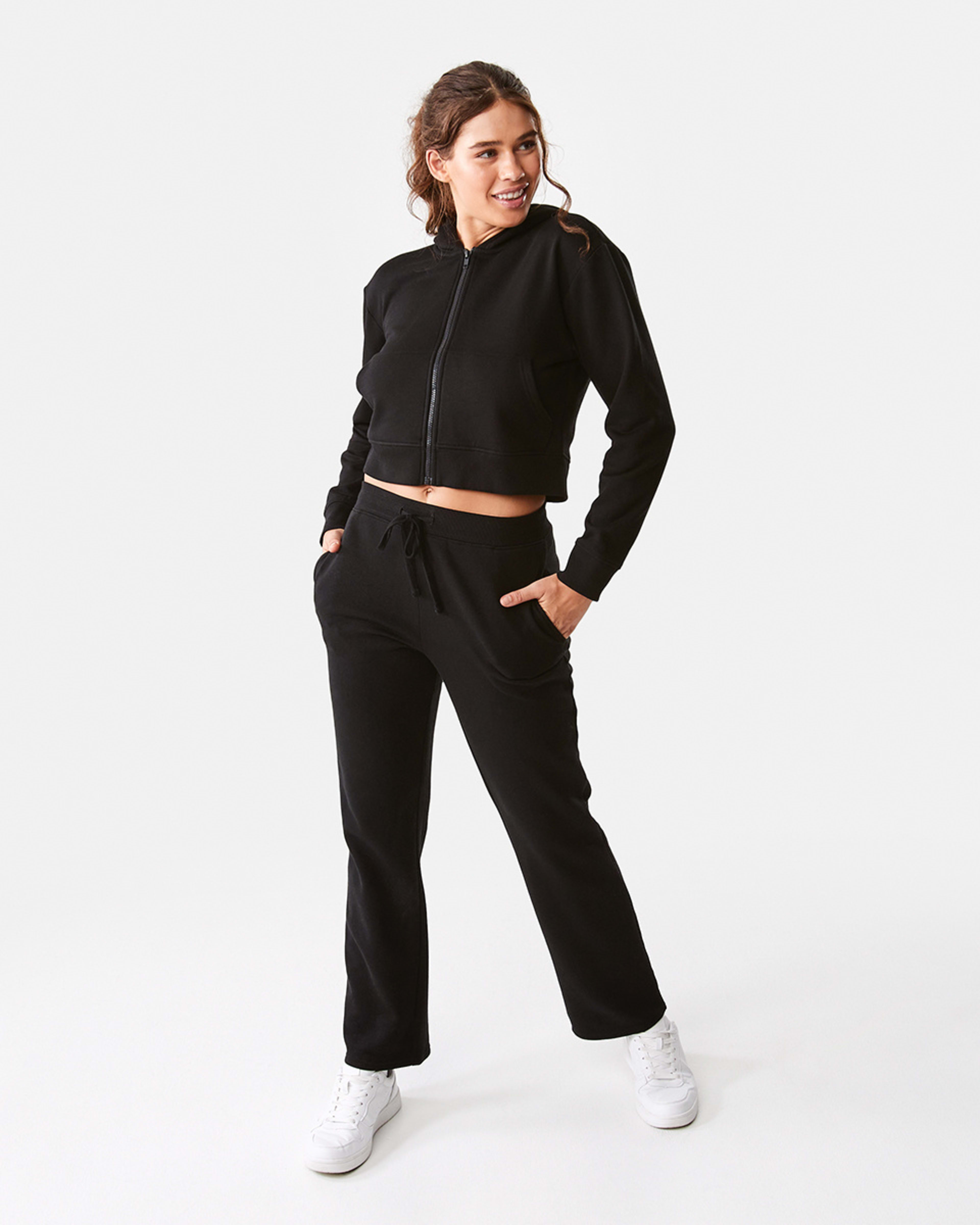 2 Active Womens Wide Leg Trackpants Black, 2 of 6