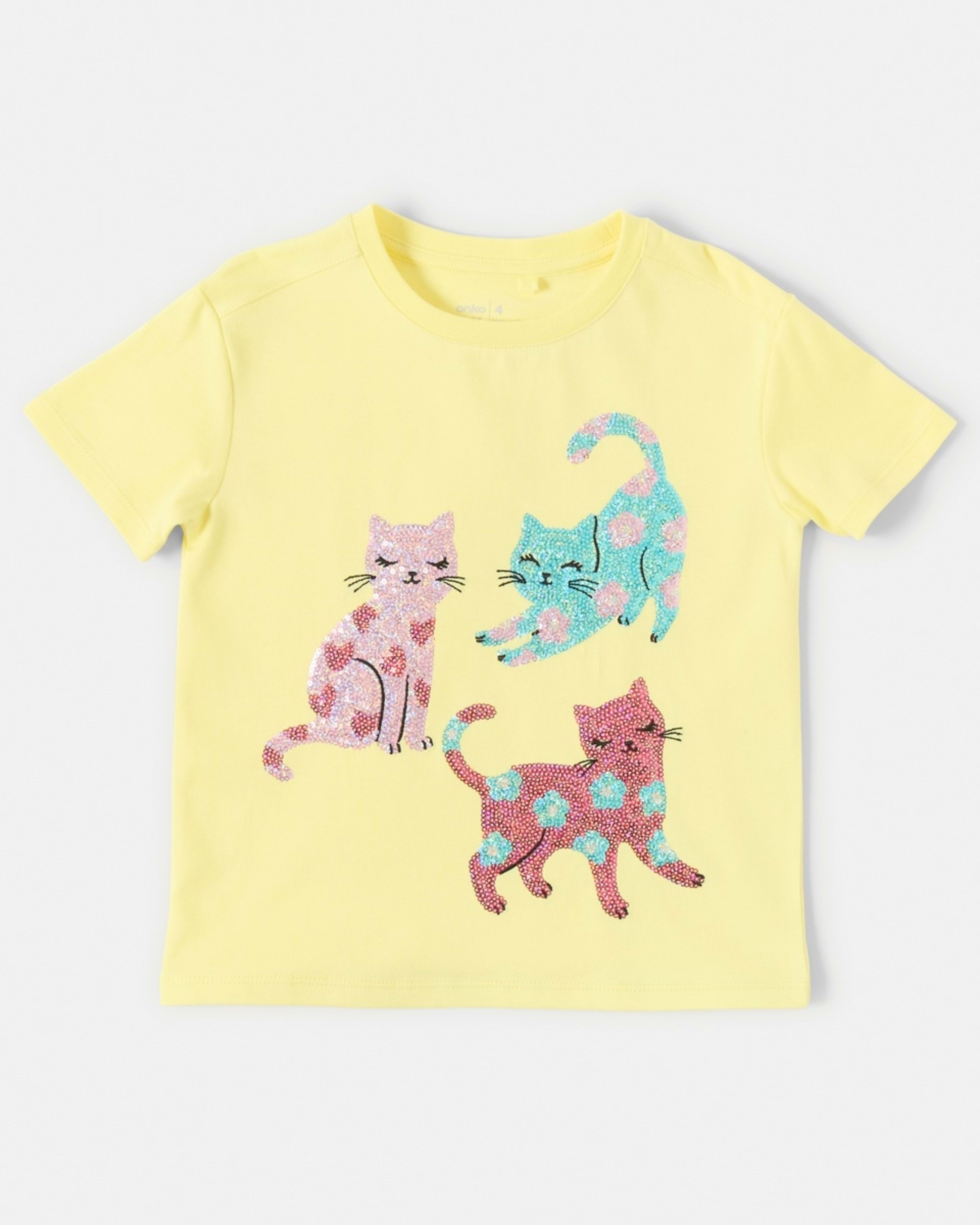 7 Short Sleeve Sequin T-shirt Ylw Cat, 7 of 8