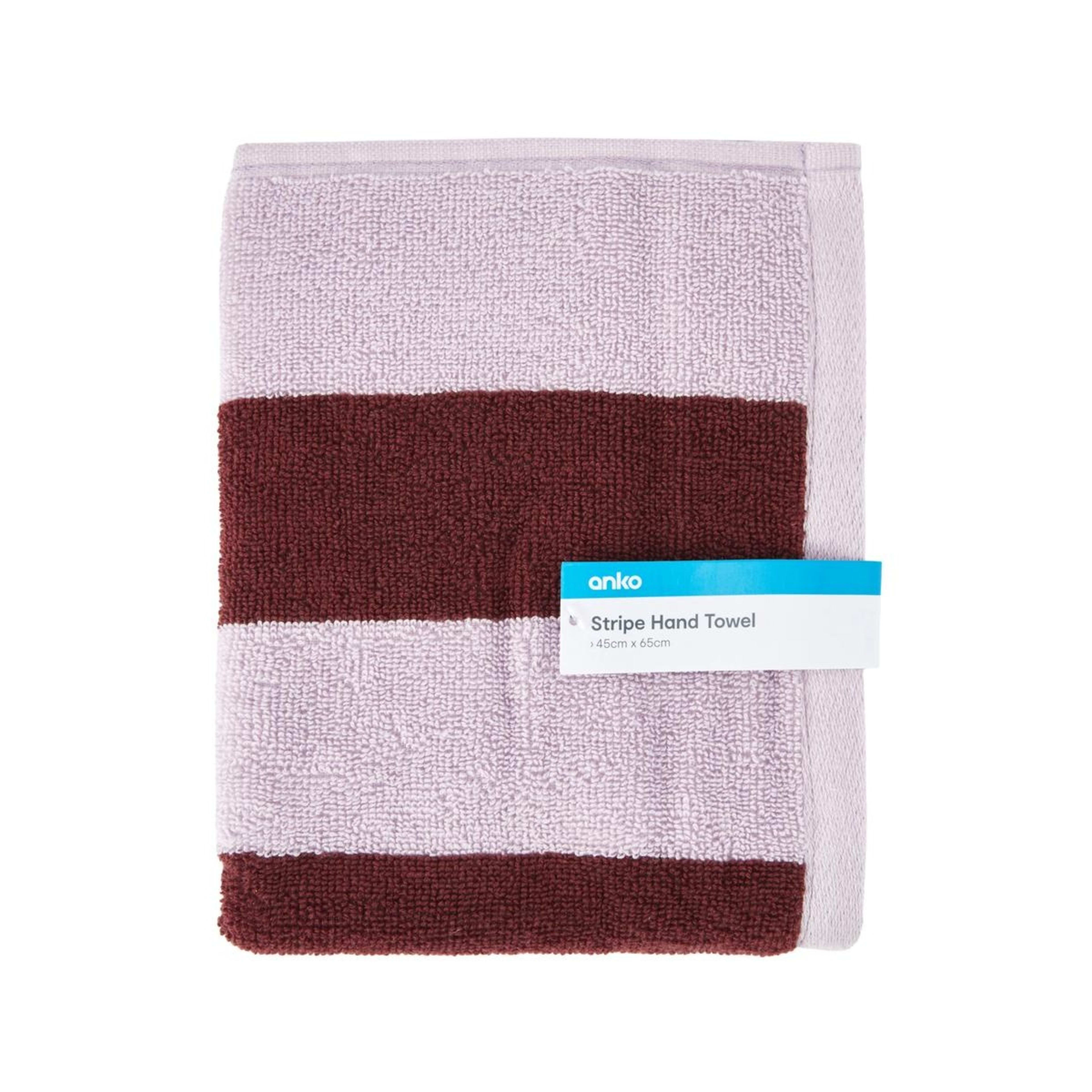 5 Stripe Cotton Hand Towel - Port, 5 of 5