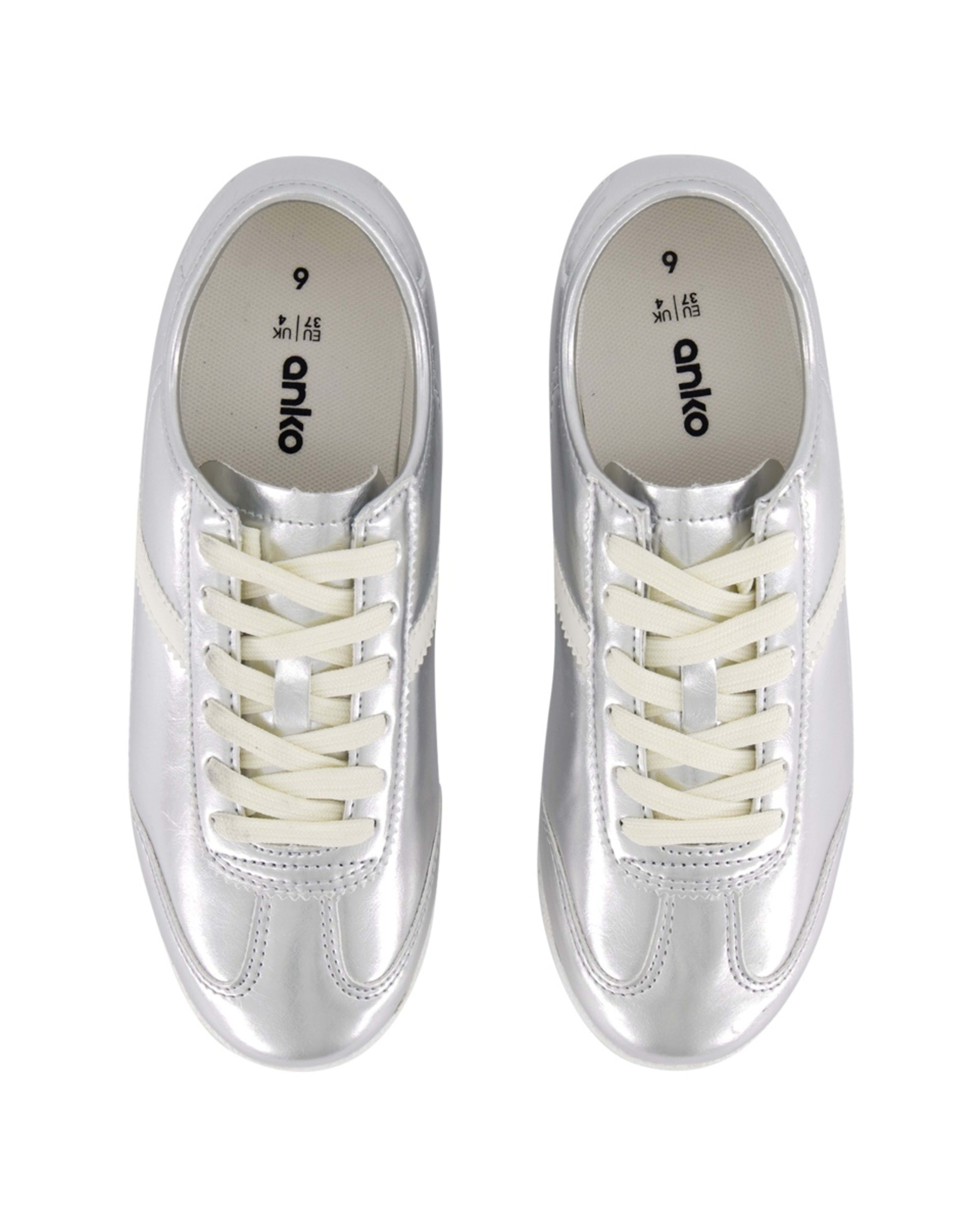 3 Slimline Retro Sneakers Silver, 3 of 5