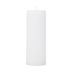 Ribbed Pillar Candle - White