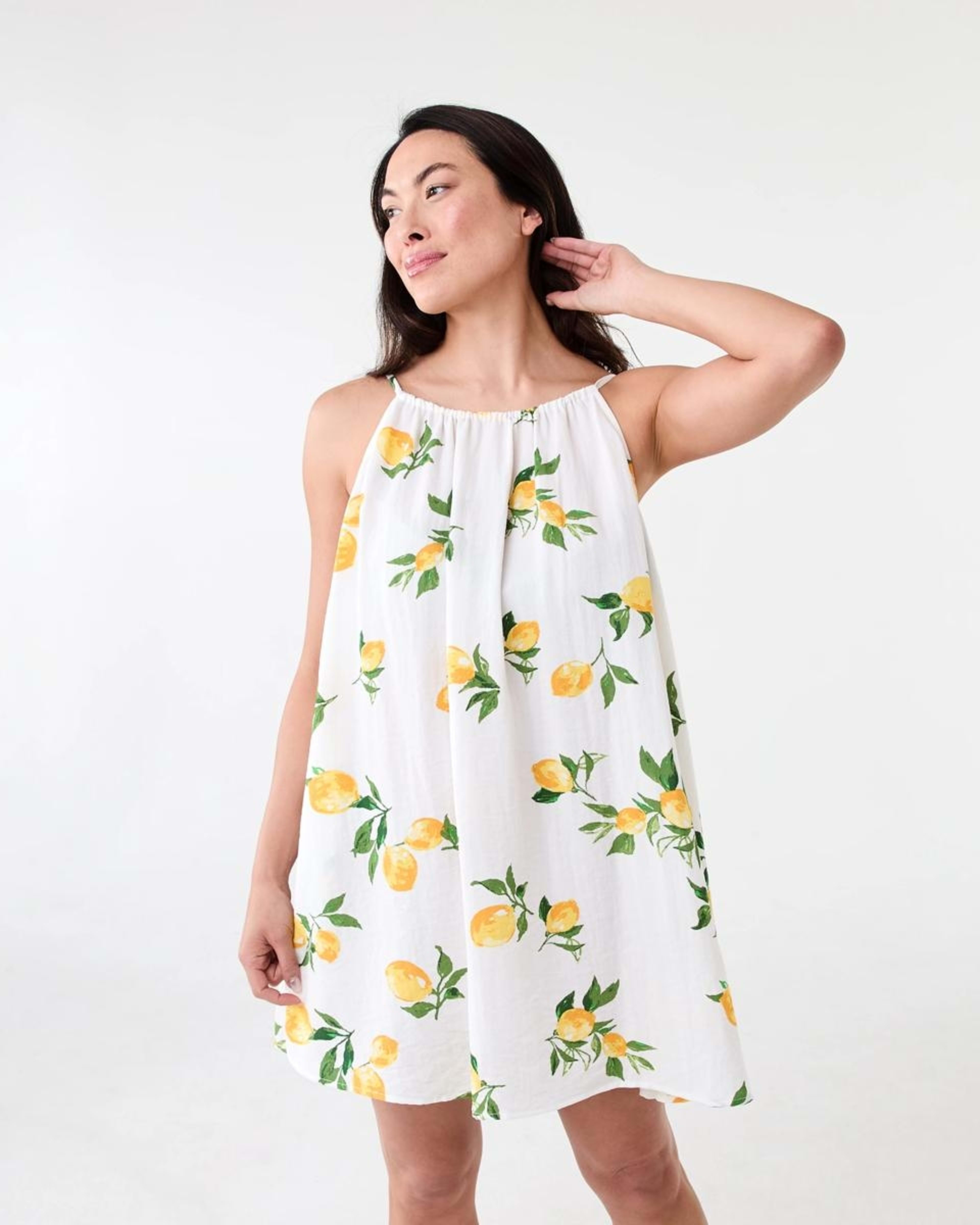 1 Sleeveless Textured Mini Dress Lemons, 1 of 7
