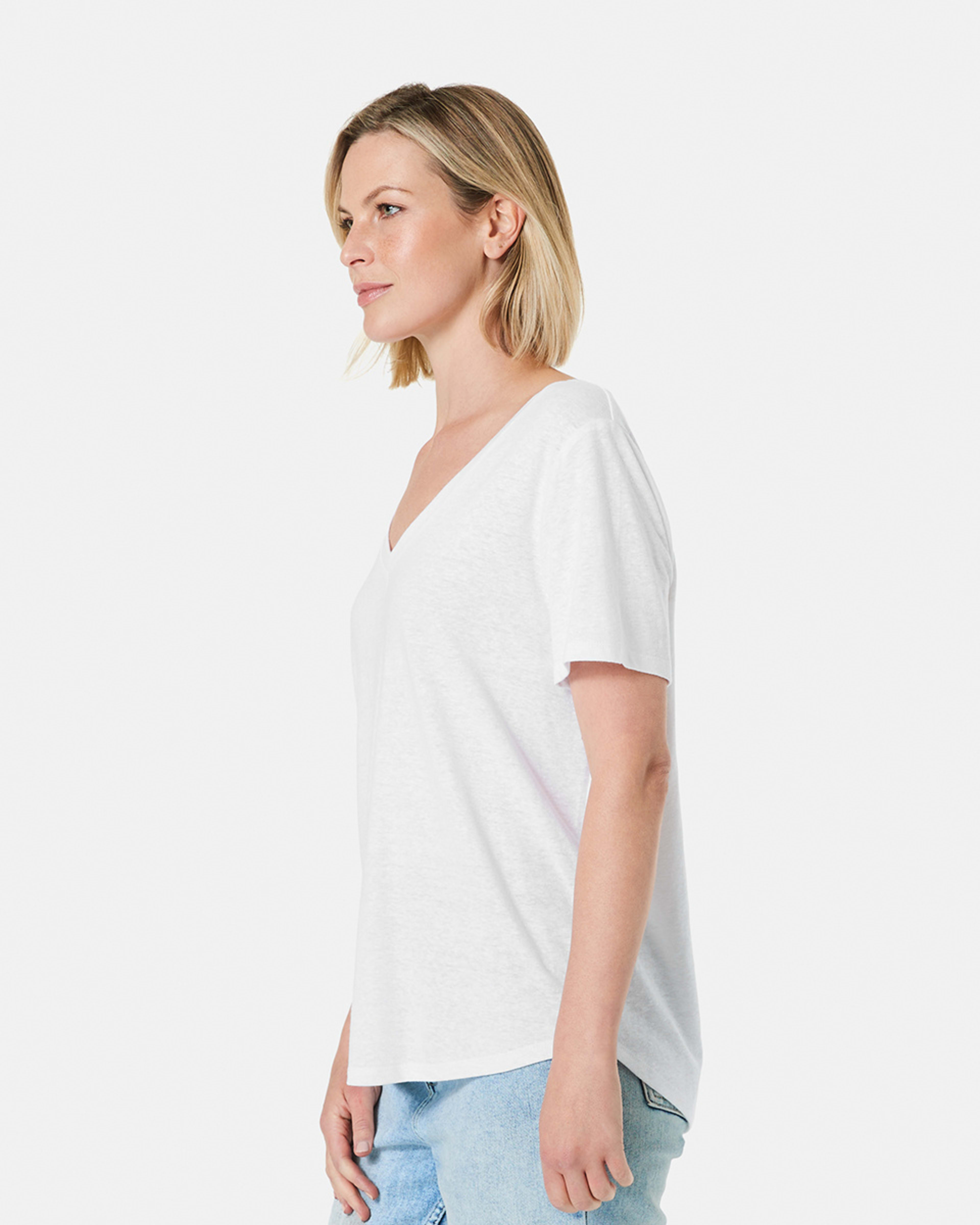 Linen Blend Short Sleeve VNeck Tshirt Kmart