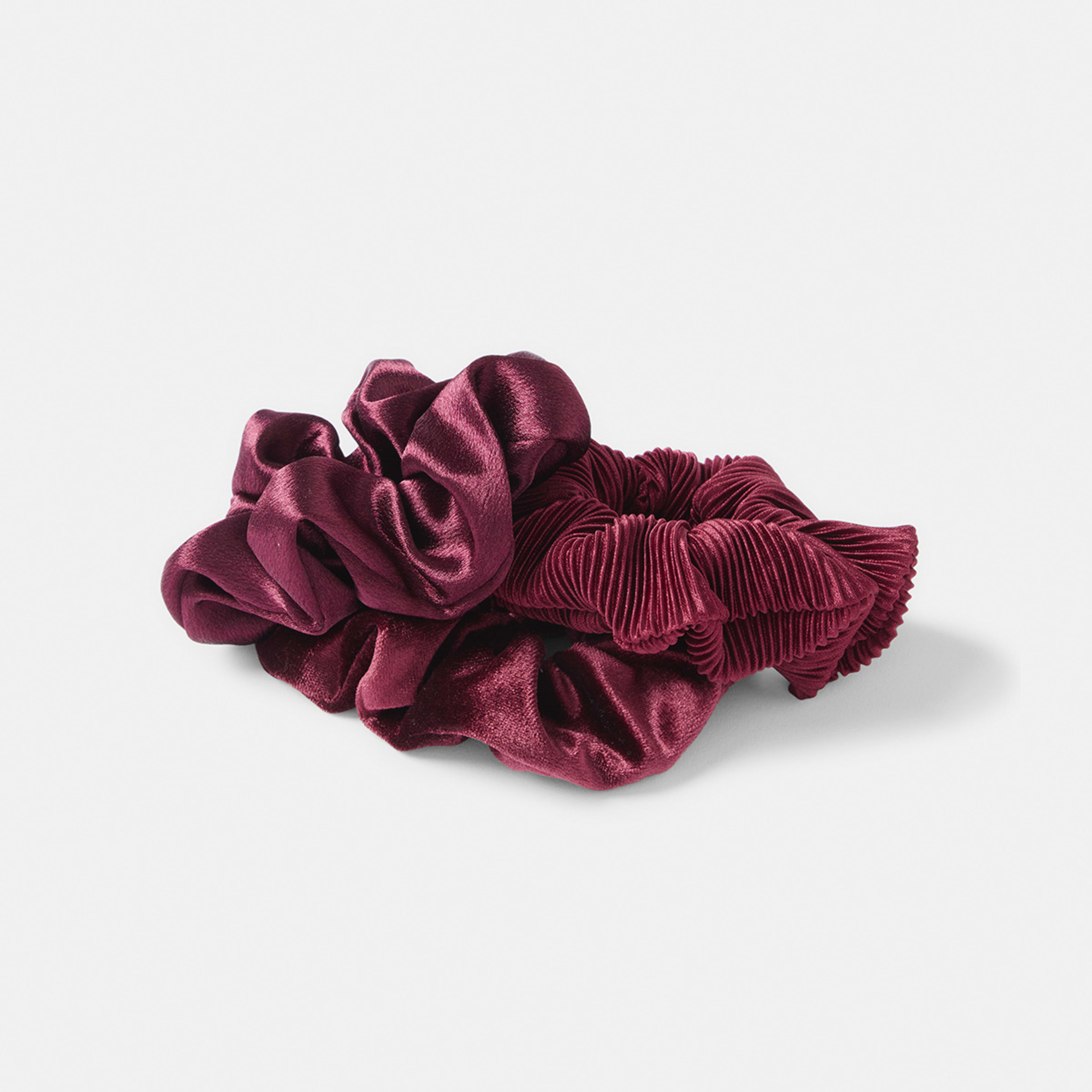 3 3 Pack Textured Hair Scrunchies - Maroon Maroon, 3 of 5