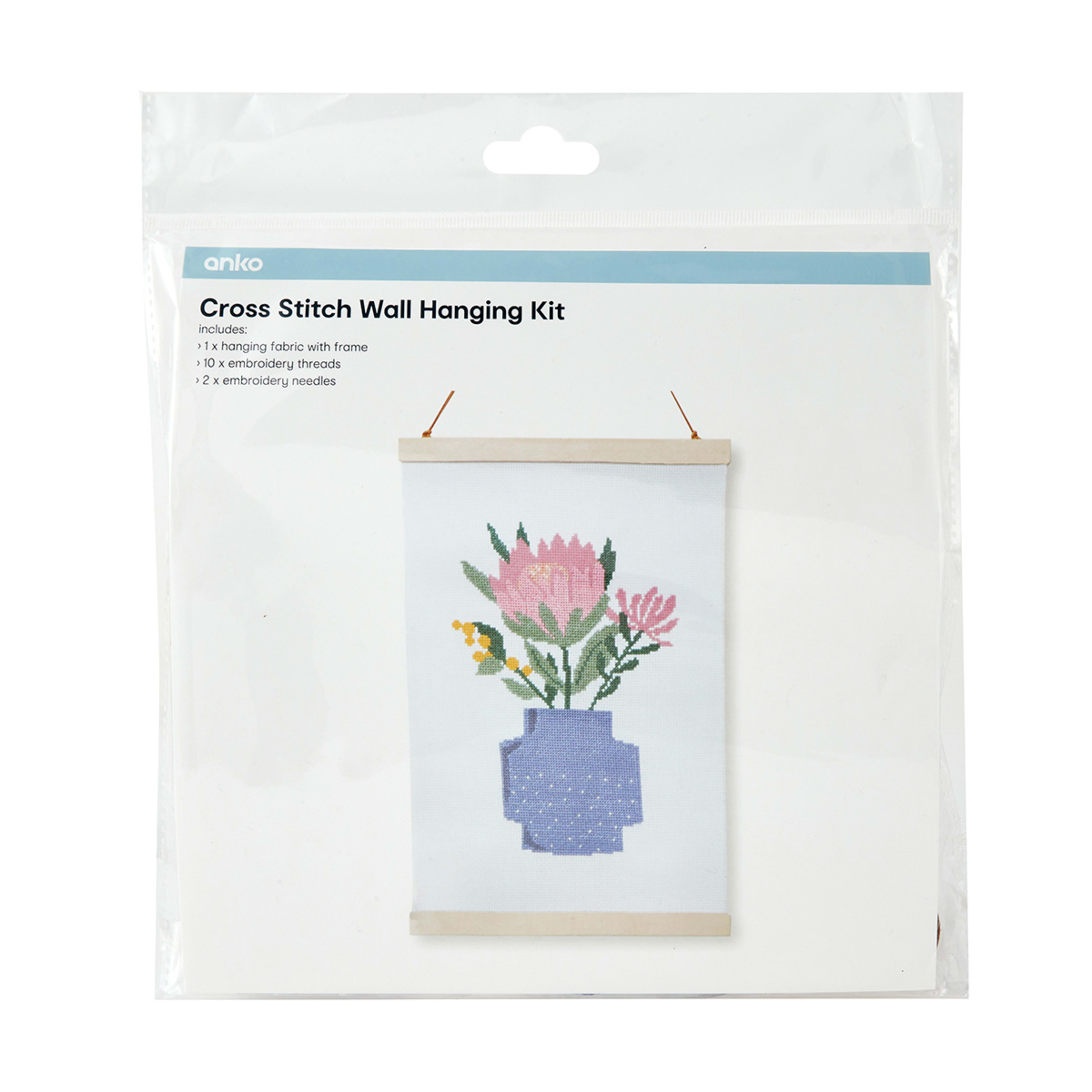 Cross Stitch Wall Hanging Kit Flowers Kmart