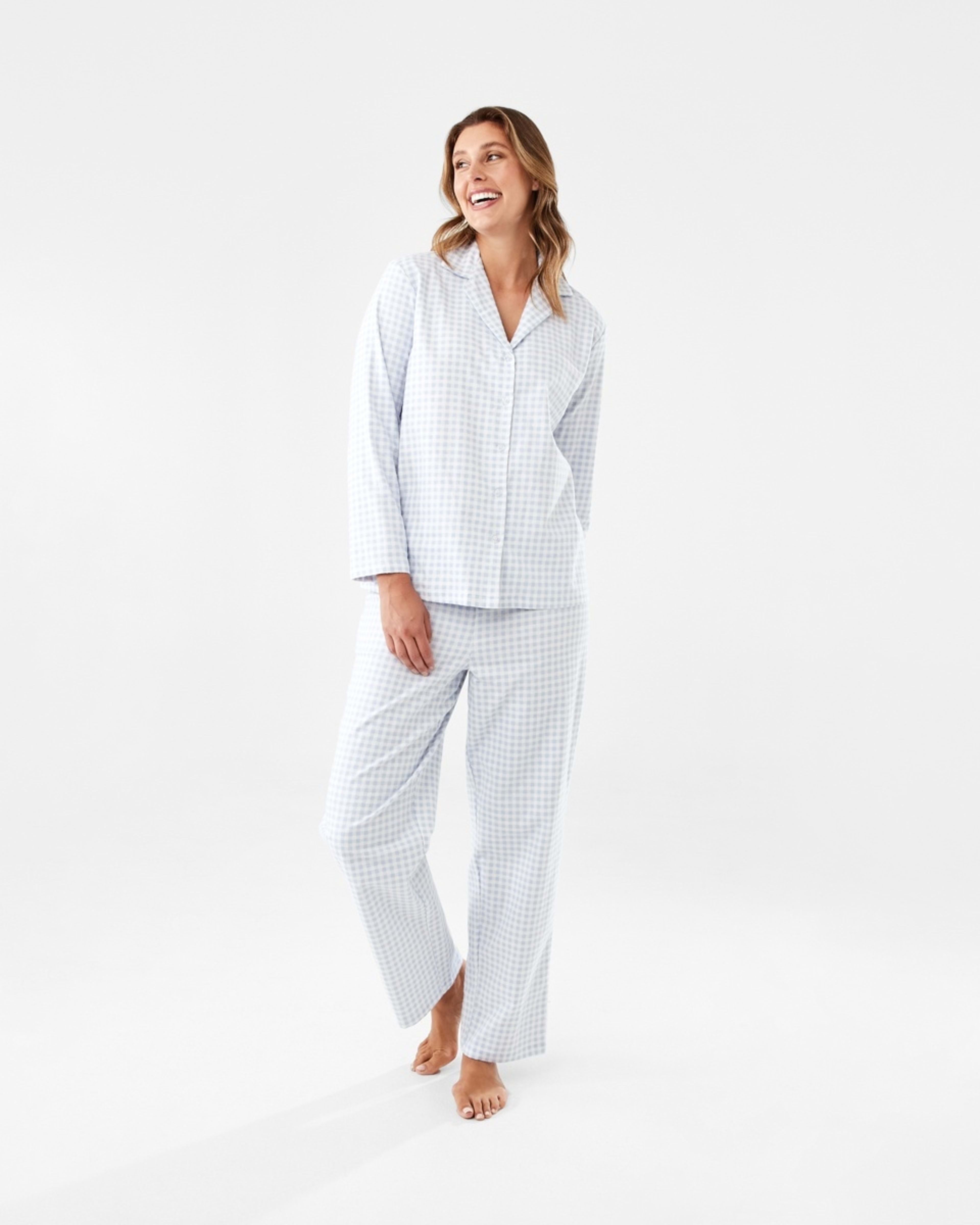 1 Flannel Pyjama Set Check Blue, 1 of 7