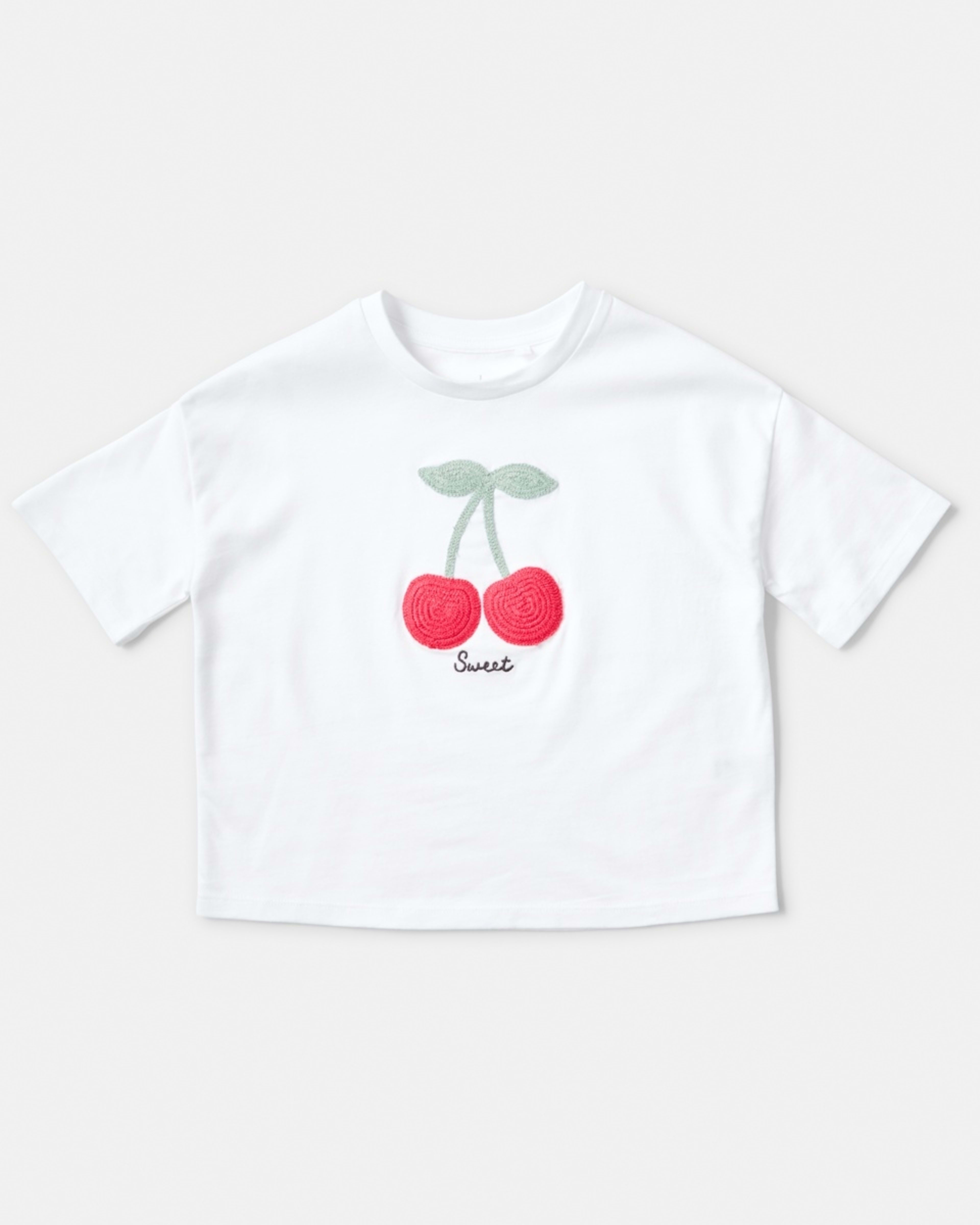 7 Short Sleeve Oversized Applique T-shirt Cherry, 7 of 8