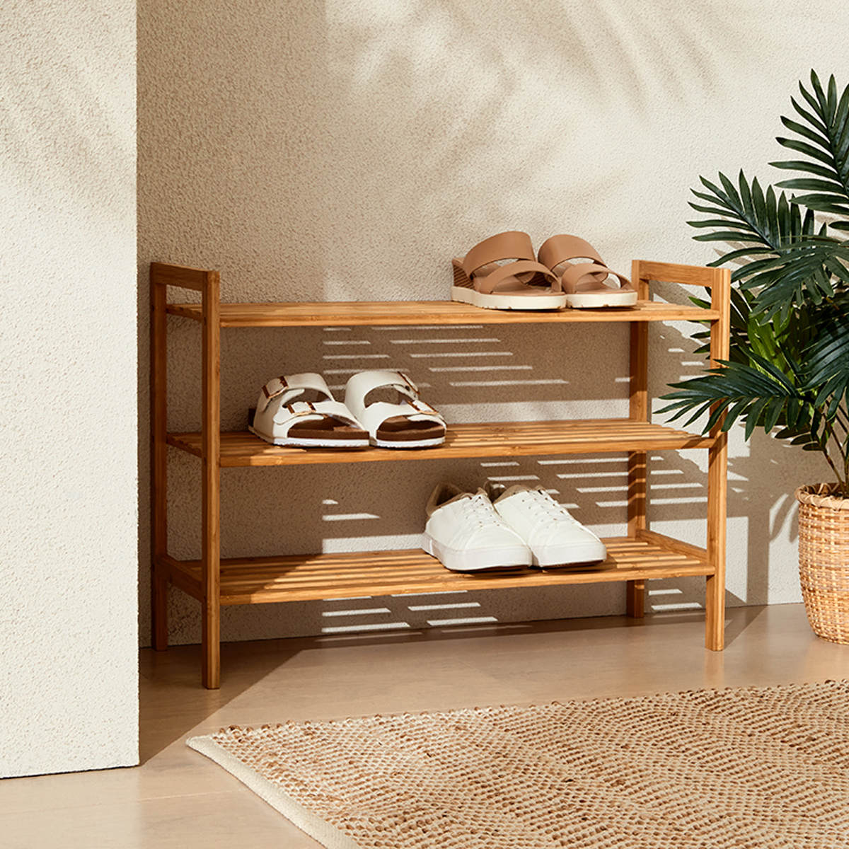 3 Tier Stackable Bamboo Shoe Rack