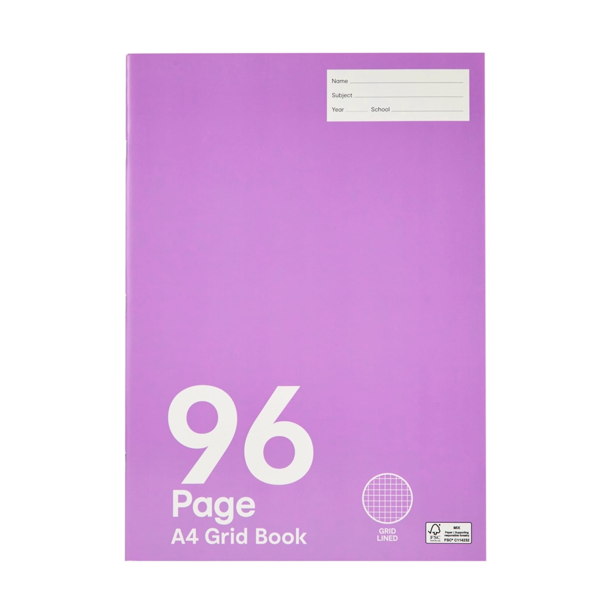 A4 Grid Book - 96 Pages, Pink - Kmart