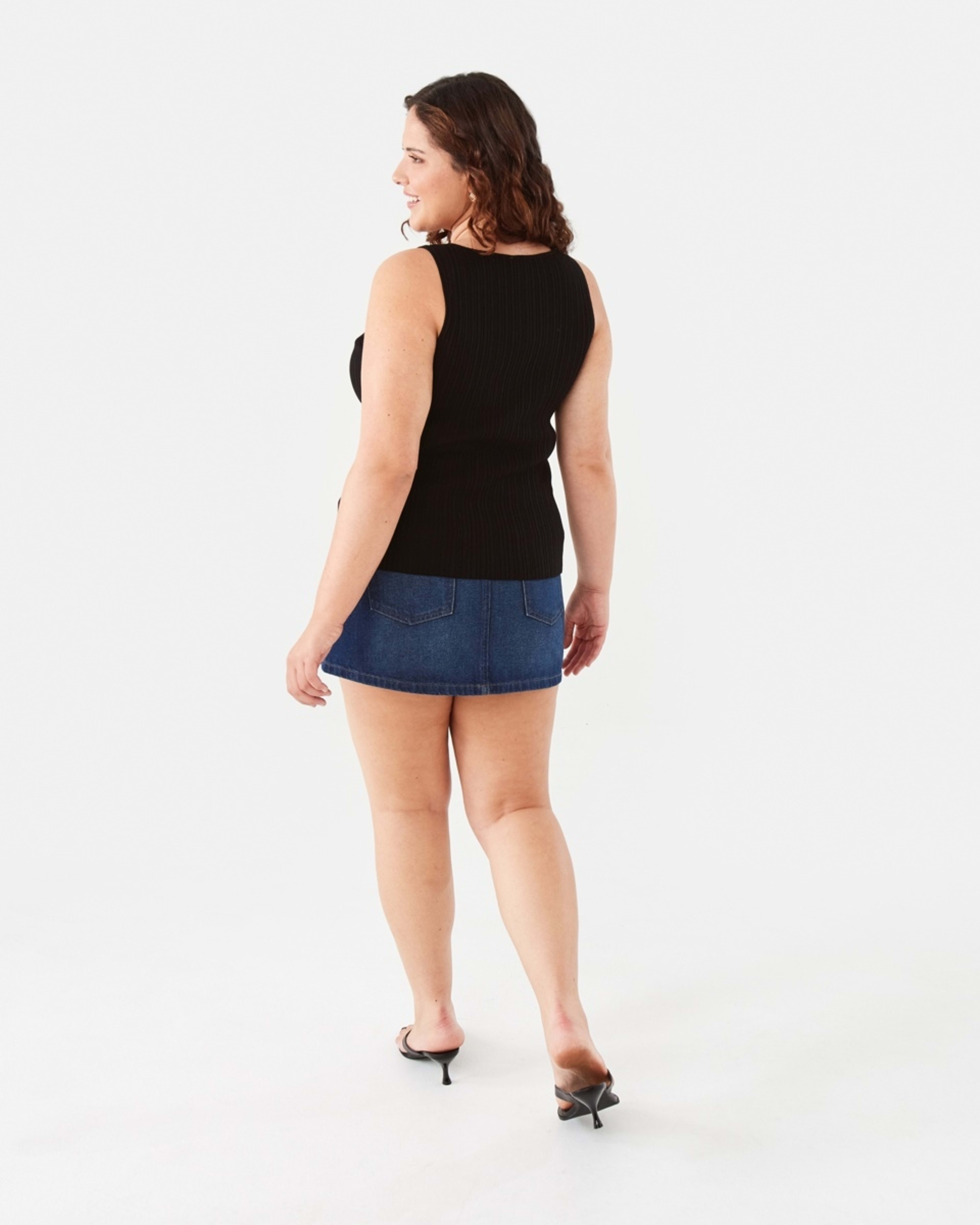5 Denim A-line Mini Skirt Mid Wash, 5 of 10