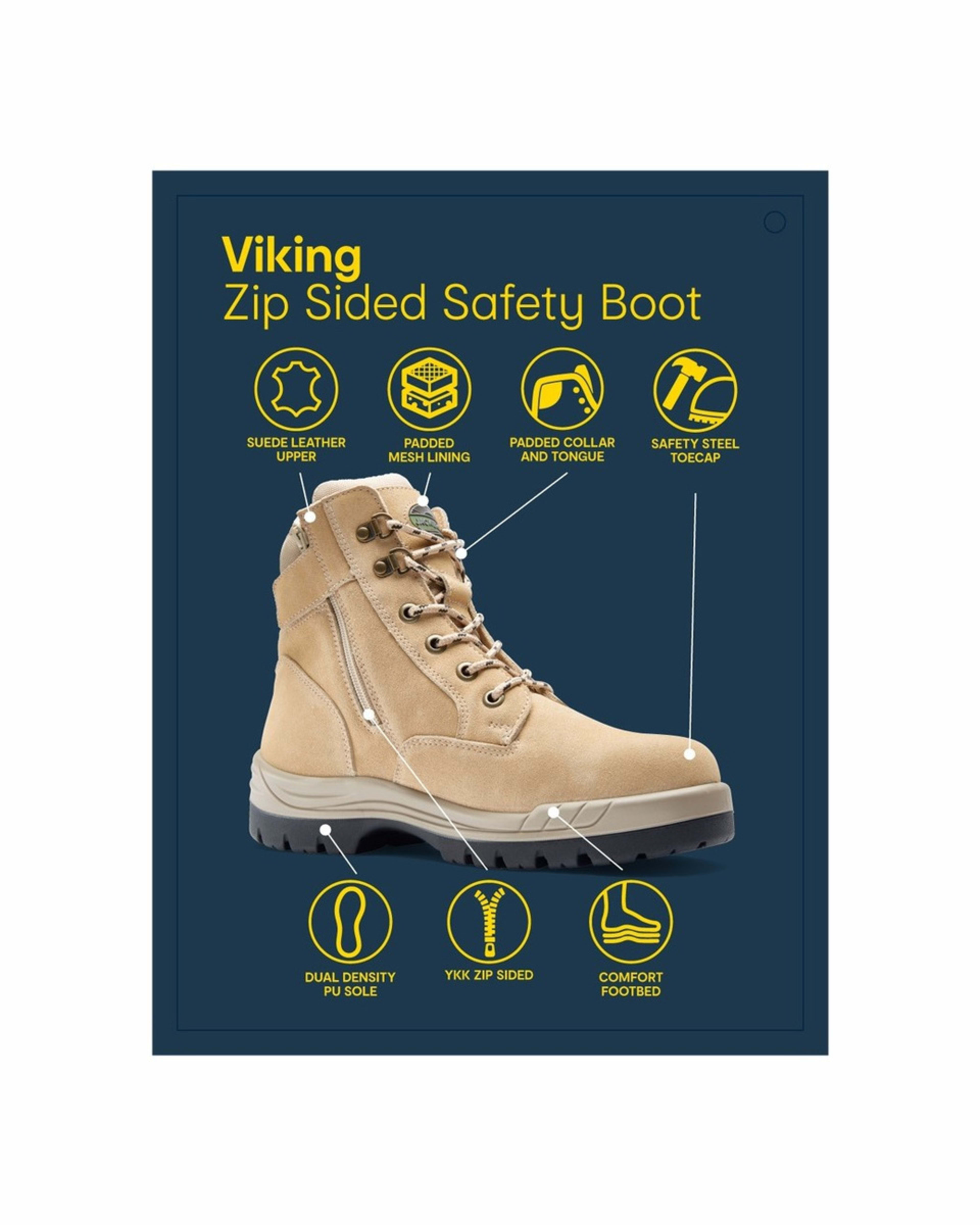 3 Side Zip Viking Work Boots Beige Sand, 3 of 3
