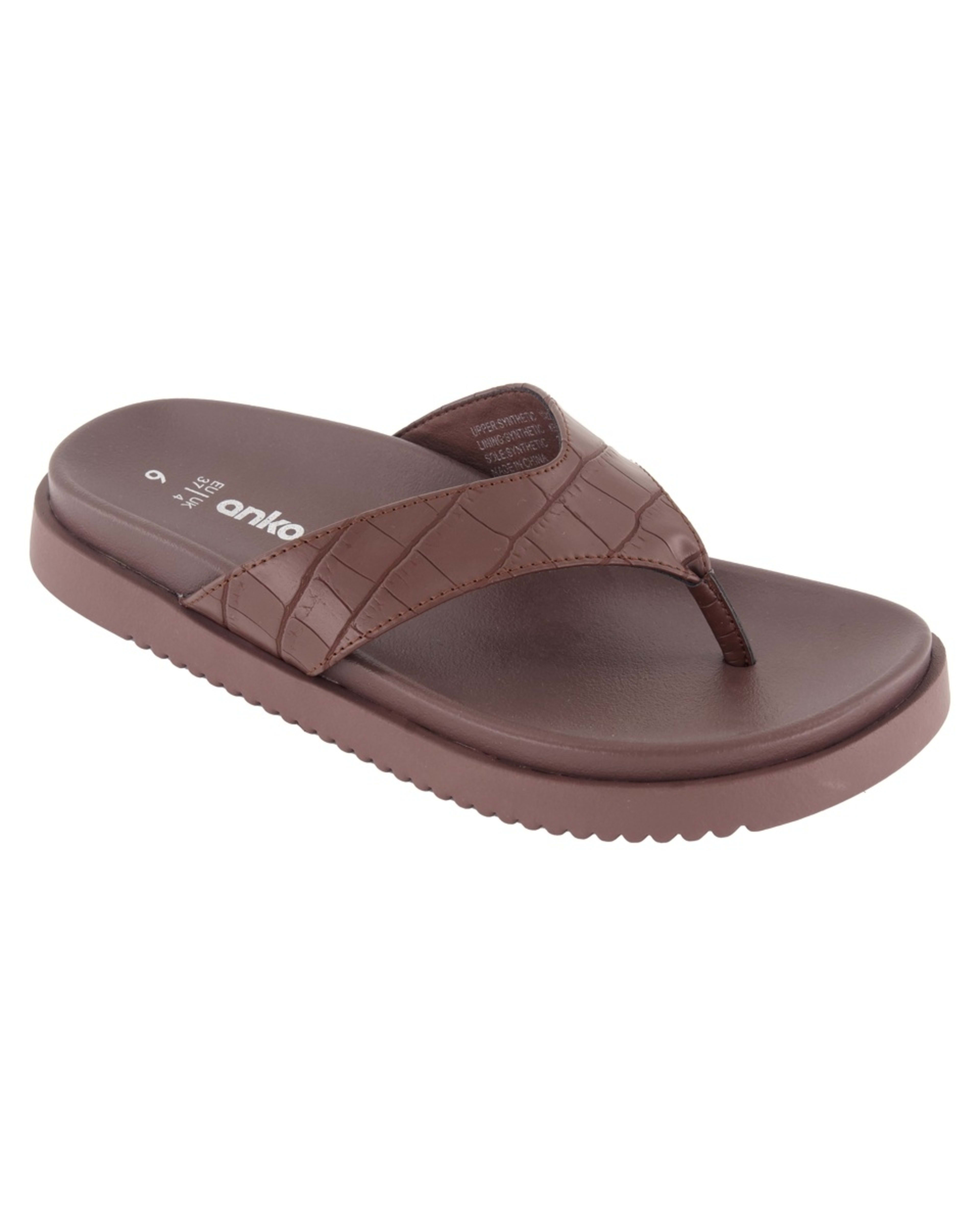 1 Chunky Toe Post Slides CROC BROWN