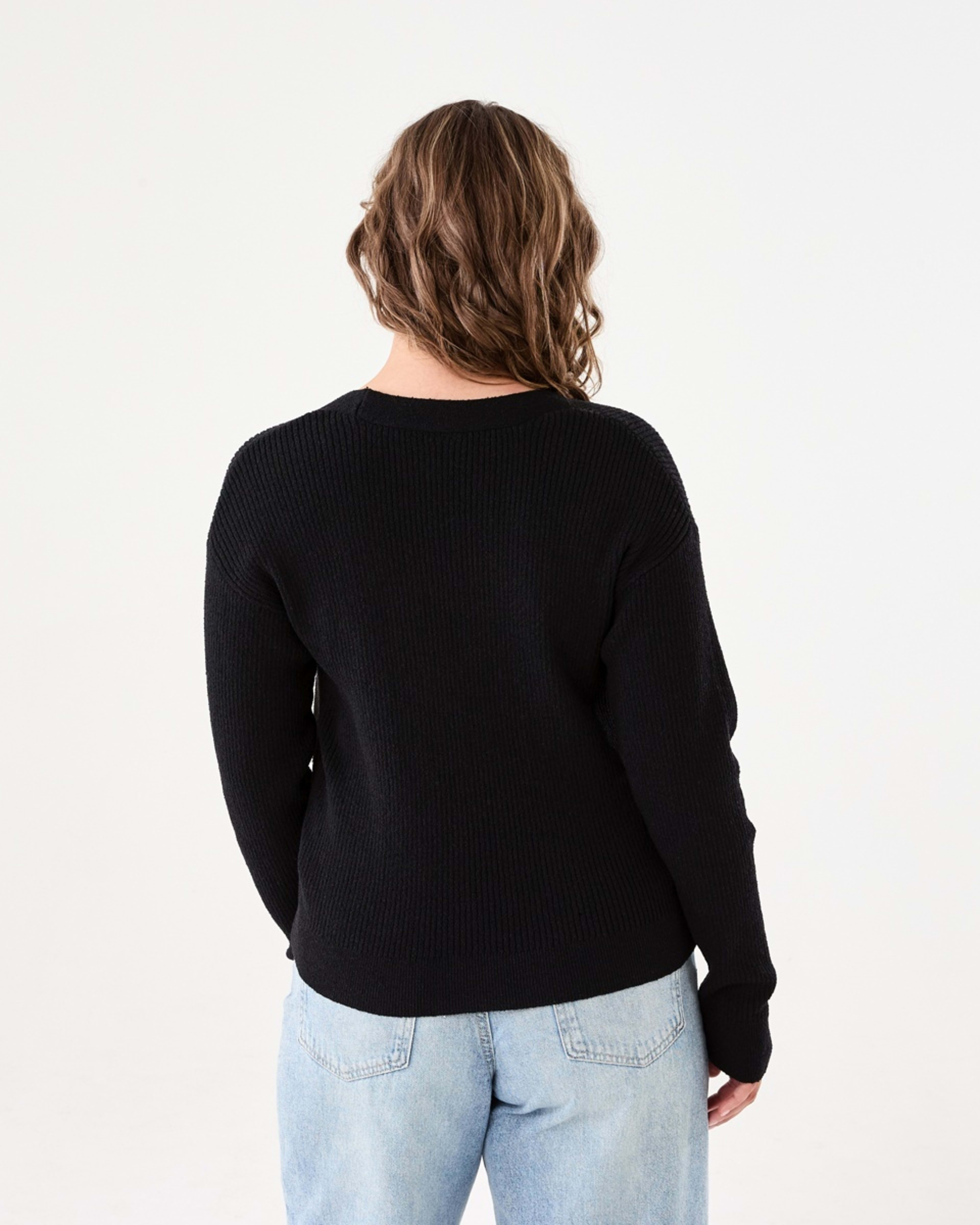 3 Textured V-Neck Cardigan BLACK, 3 of 6