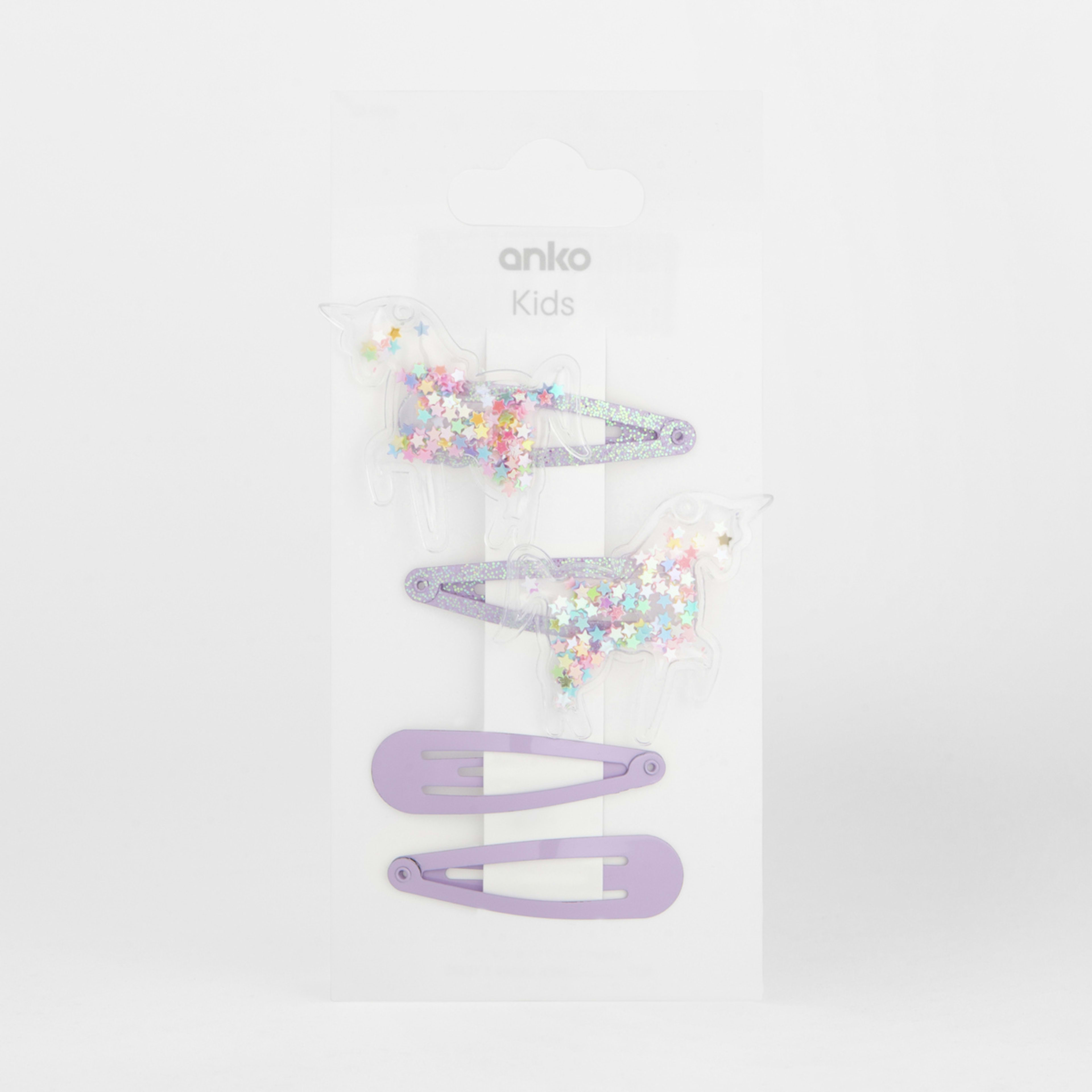 3 4 Pack Purple Unicorn Snap Hair Clips, 3 of 3