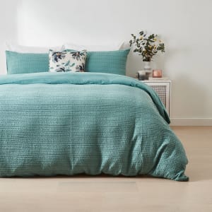 Makena Cotton Quilt Cover Set - Queen Bed, Mineral
