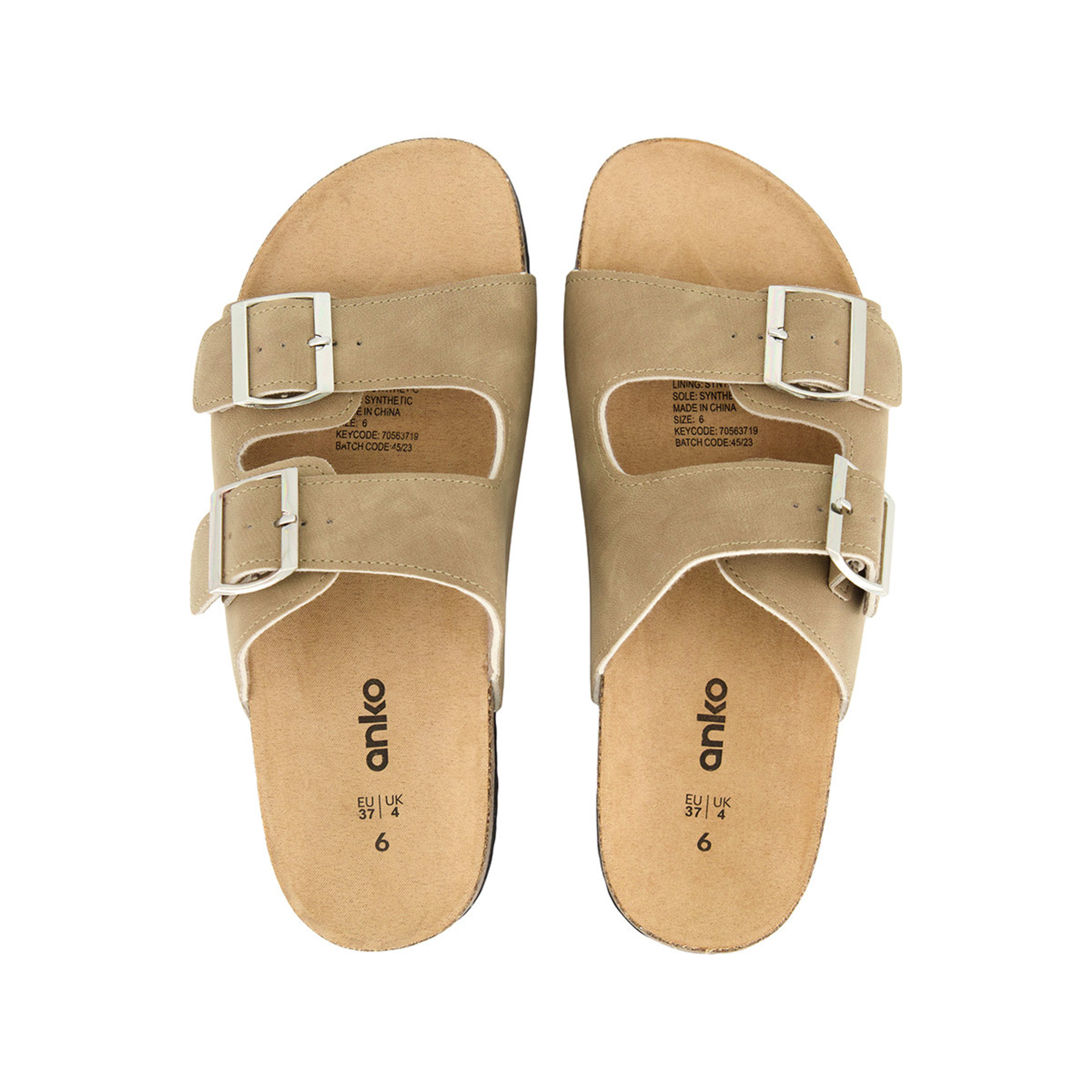 3 Double Buckle Footbed Slides Oat Beige, 3 of 4