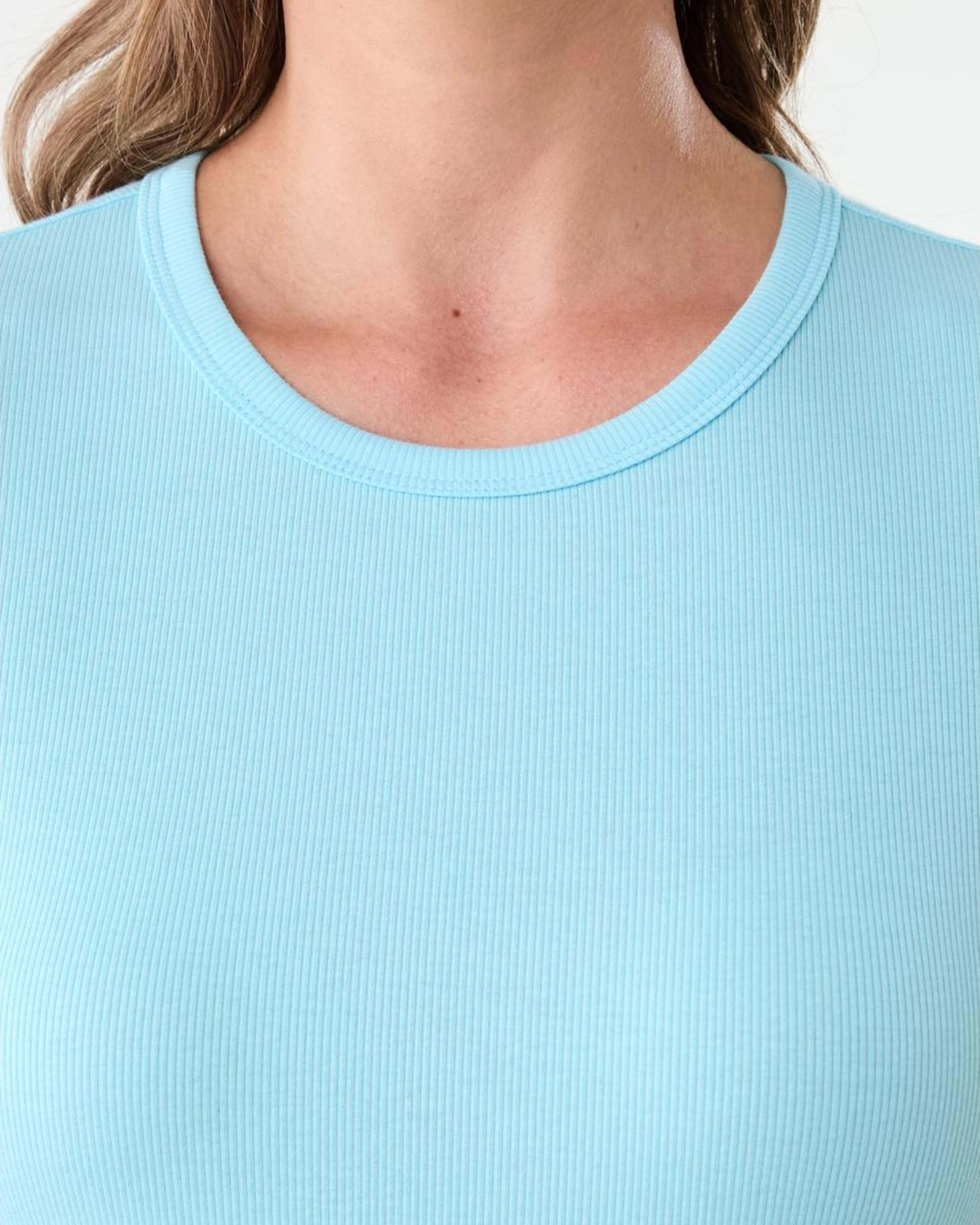 5 Short Sleeve Rib Crew Neck T-shirt Clear Aqua, 5 of 6