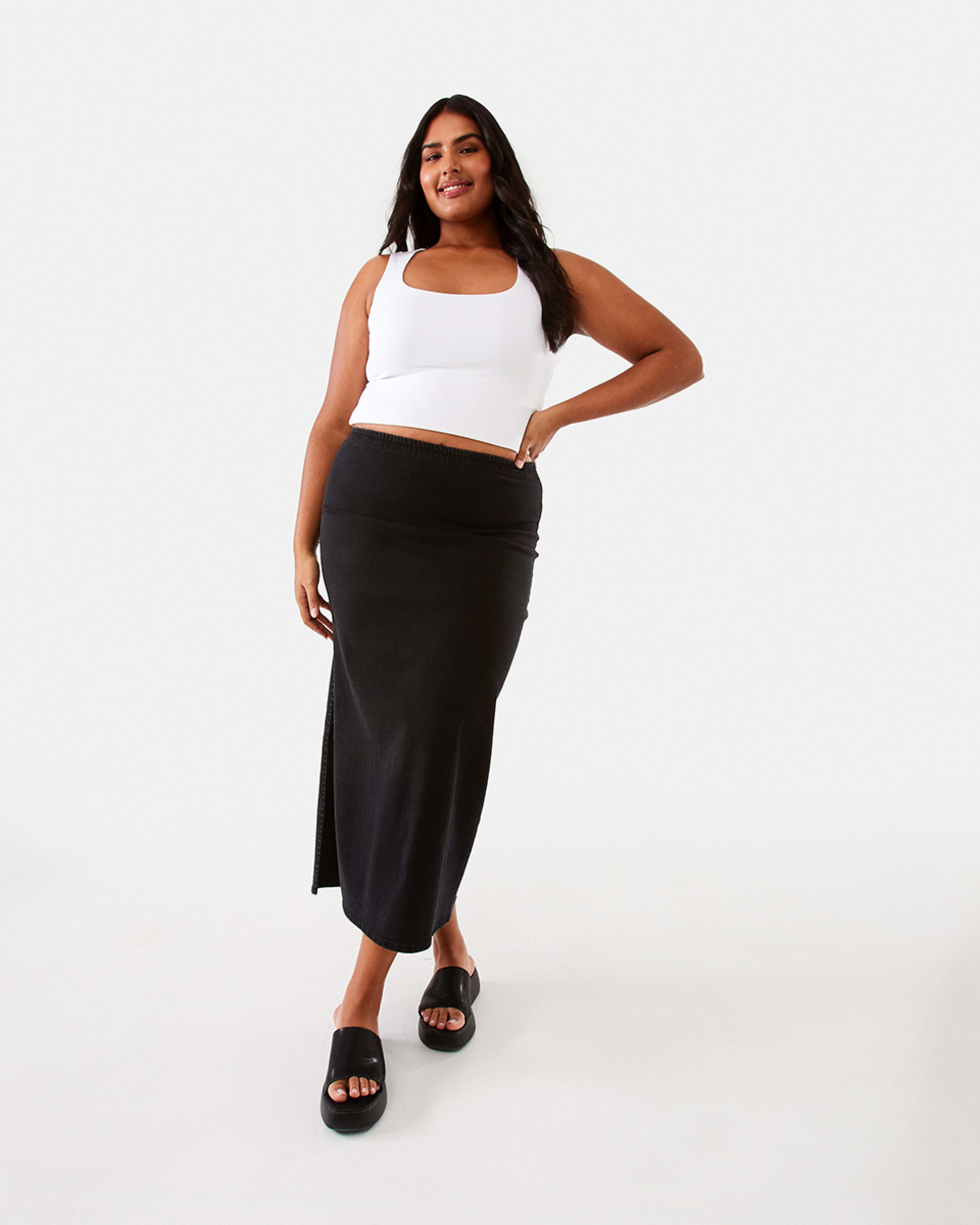 4 Stretch Maxi Skirt Black Wash, 4 of 8