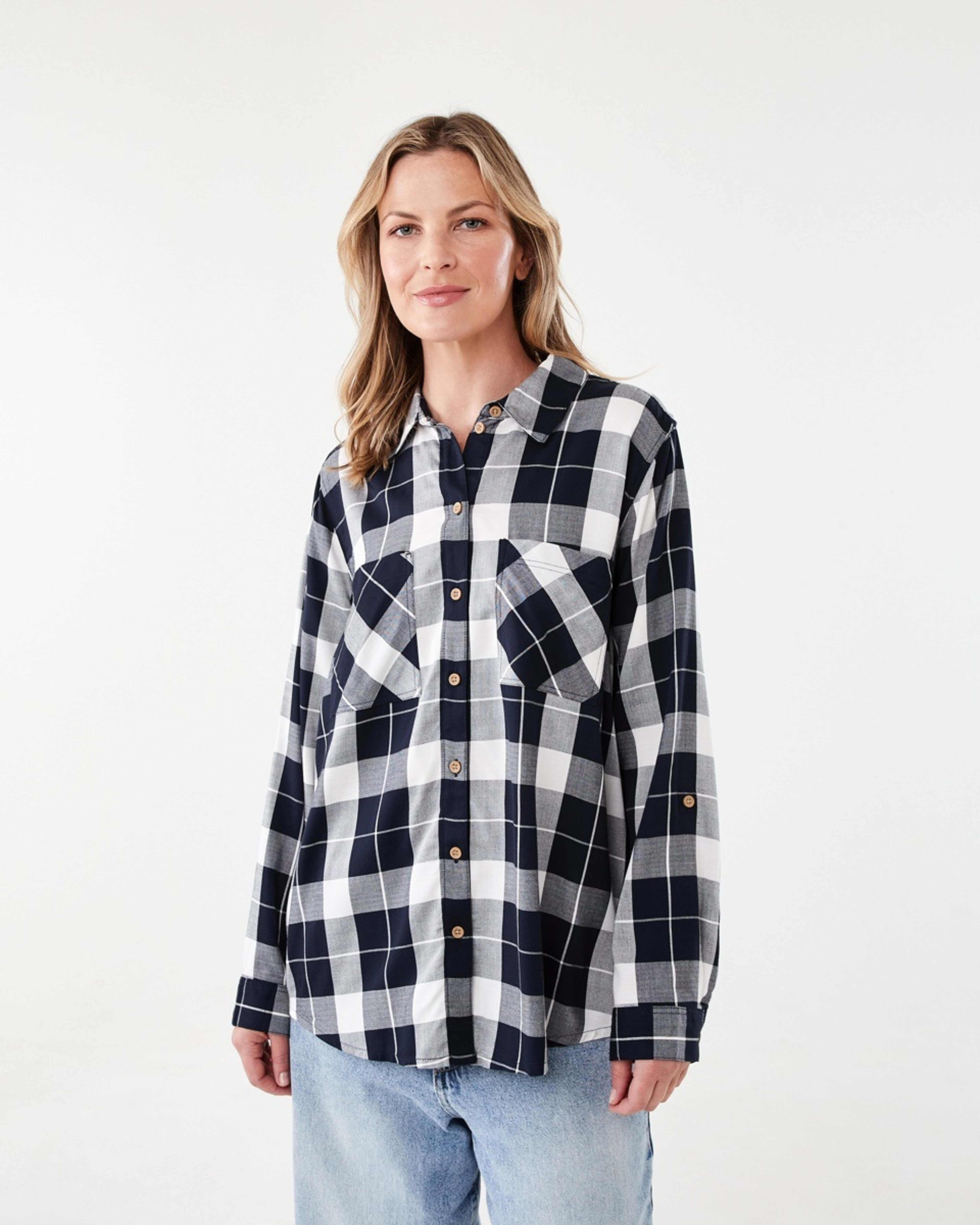 1 Long Sleeve Twill Shirt Skycap Chk