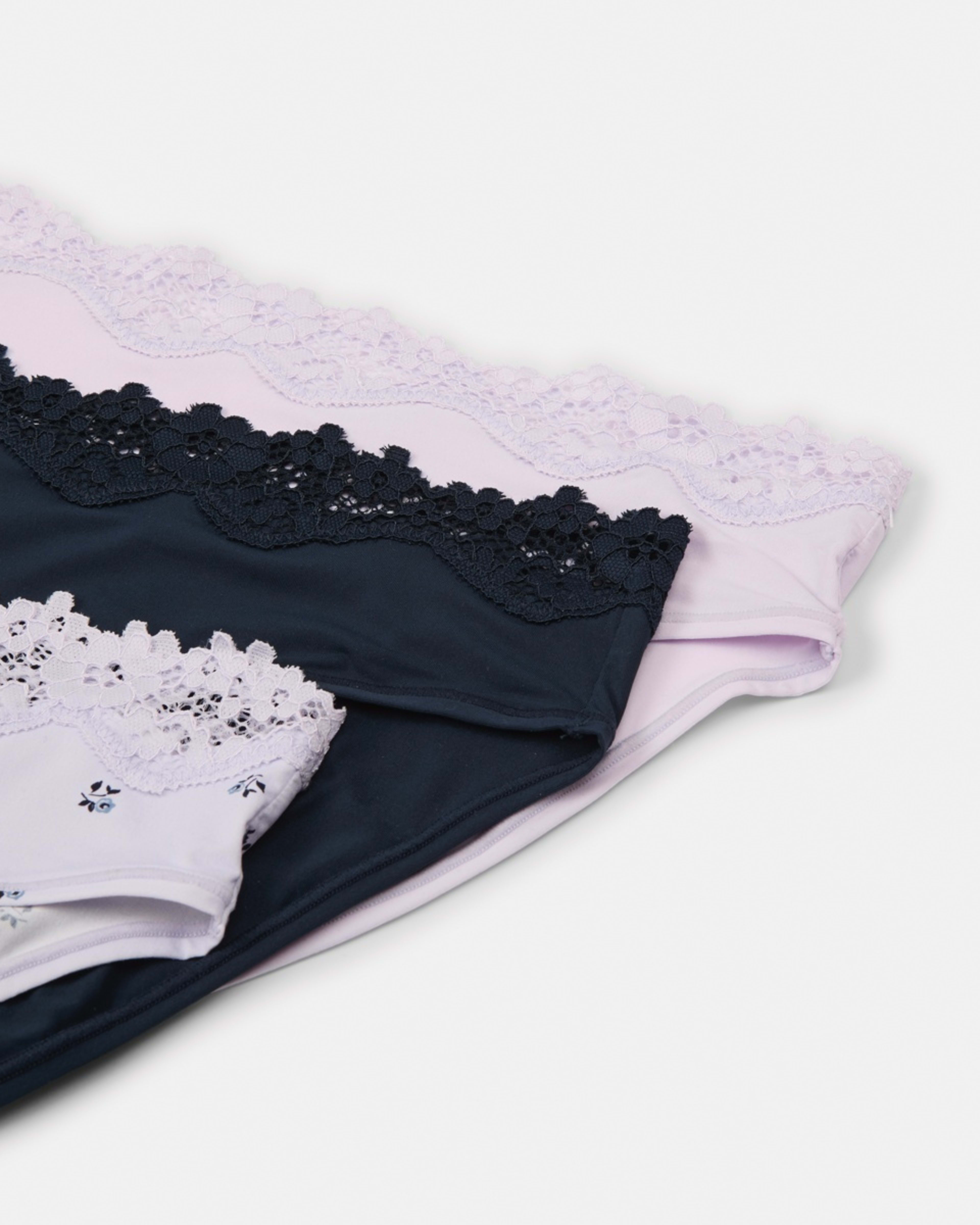3 3 Pack Super Soft Lace Bikini Briefs LAVENDER FLORAL, MIDNIGHT, LILY LAVENDER, 3 of 9