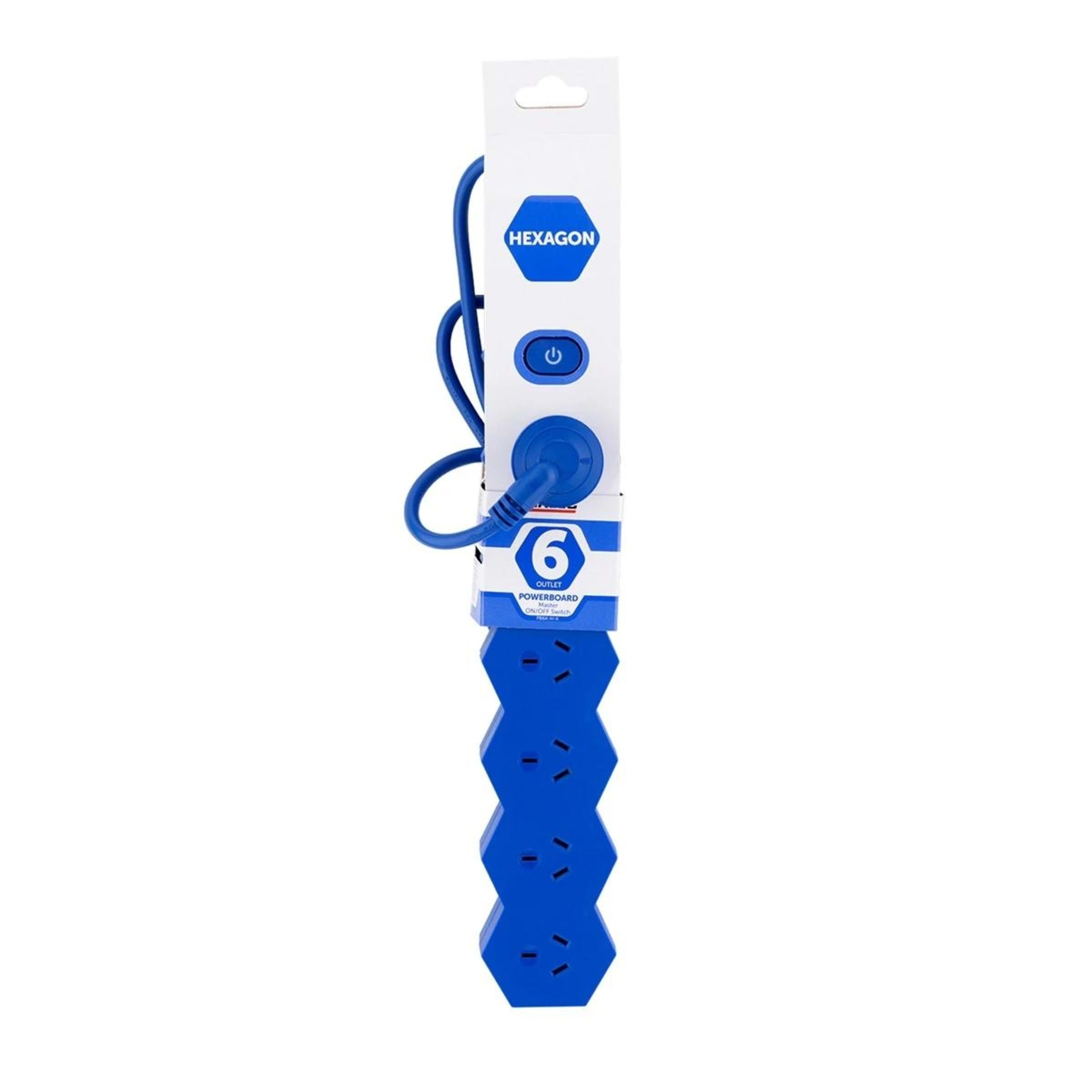 5 Arlec 6 Outlet Hexagon Master On/Off Switch Powerboard - Blue, 5 of 6