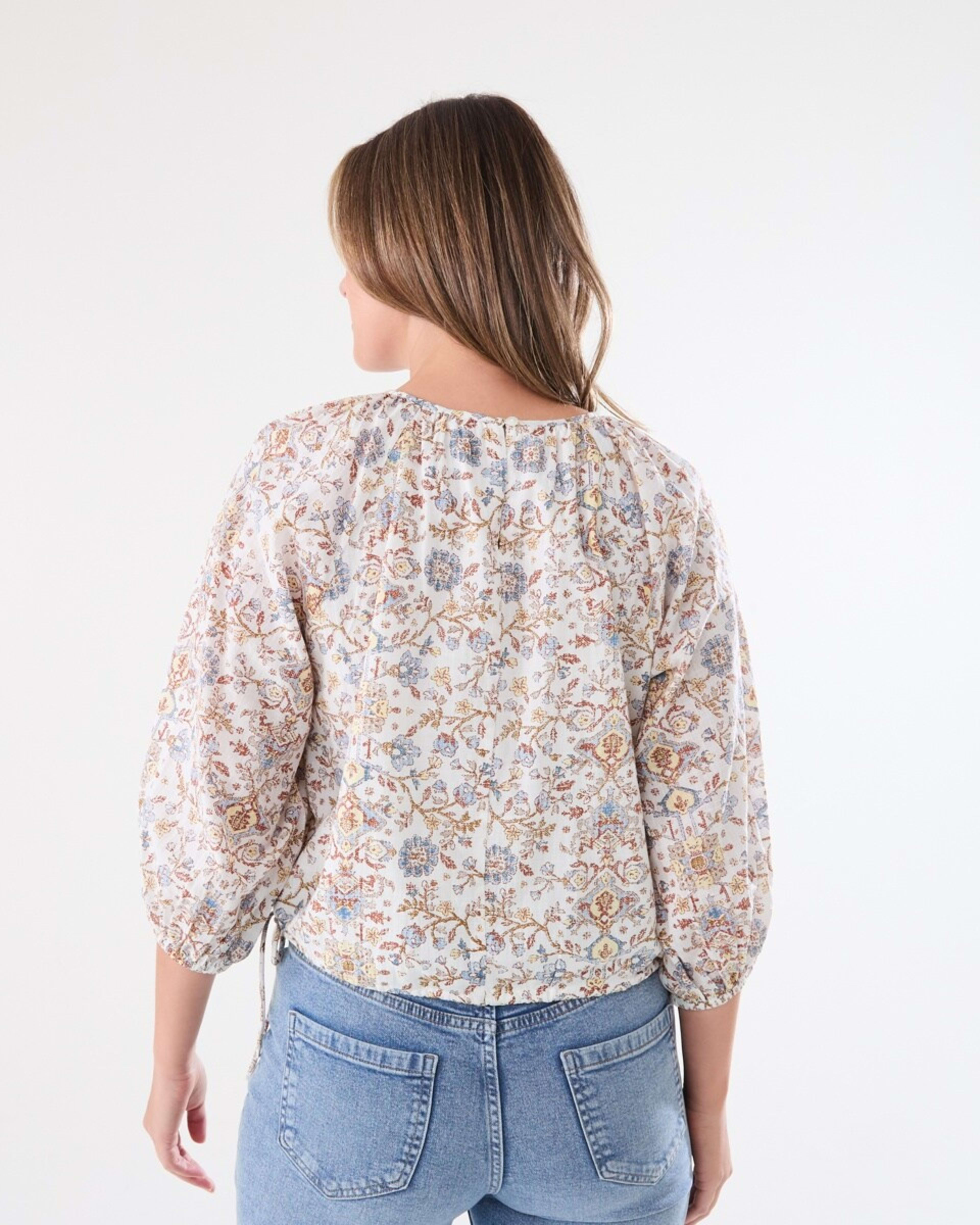 3 Long Sleeve Waist Tie Raglan Top BOHO FLORAL BRUNI BLUE, 3 of 6