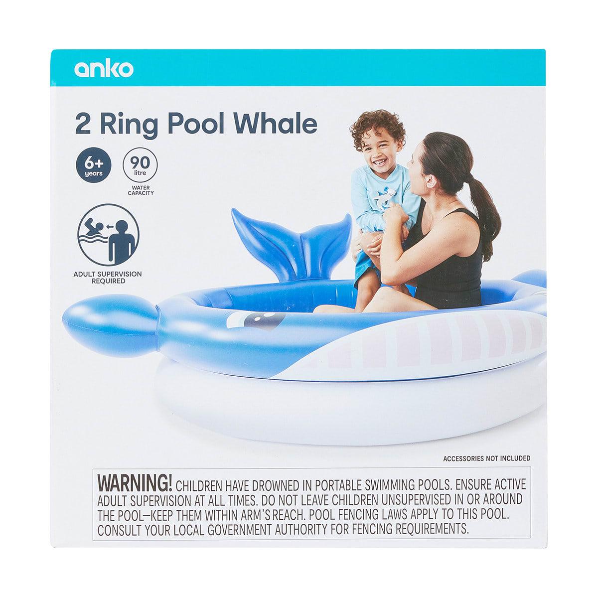 Inflatable 2 Ring Pool Whale Kmart