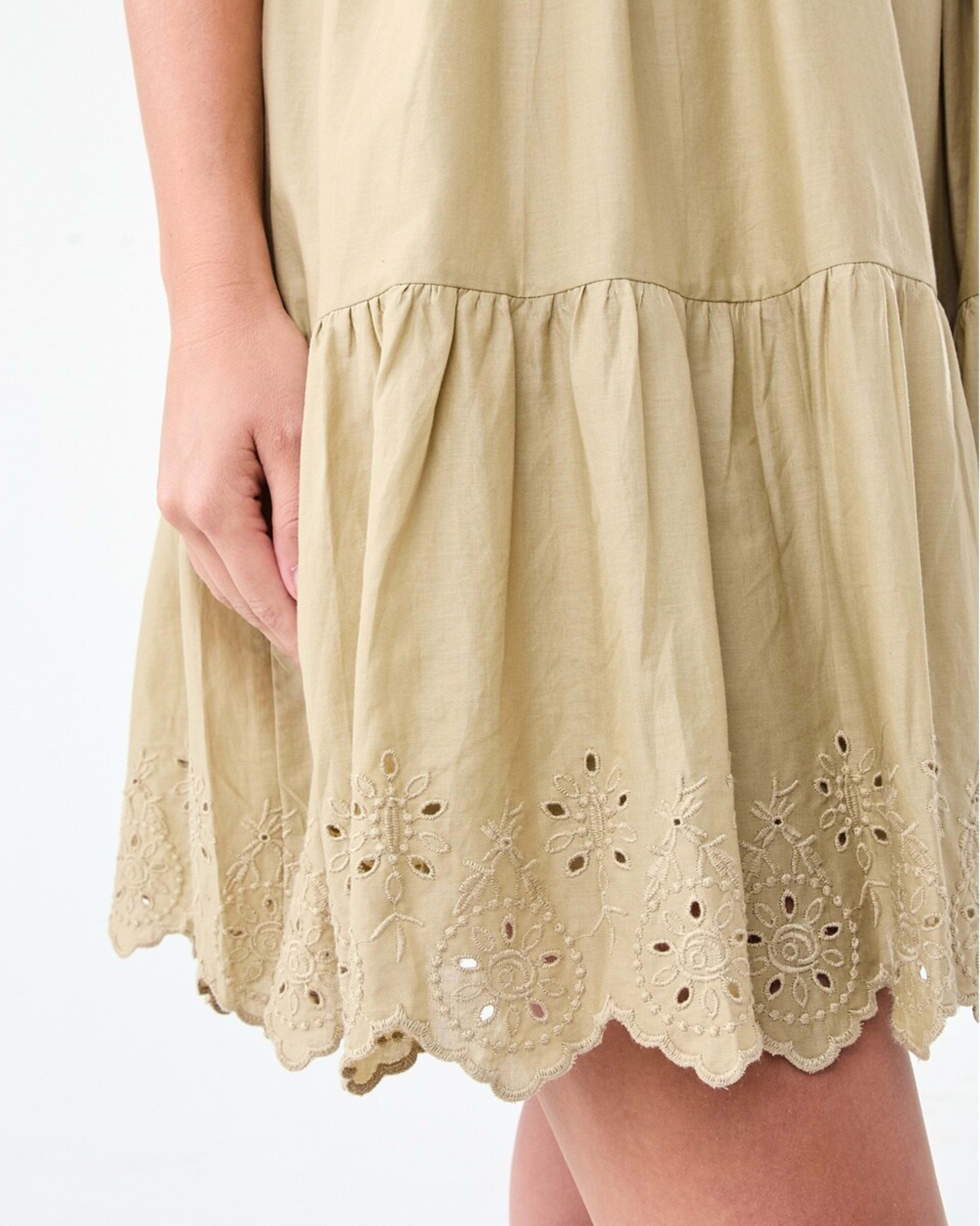 6 Short Flutter Sleeve Broderie Mini Dress Urban Grn, 6 of 7